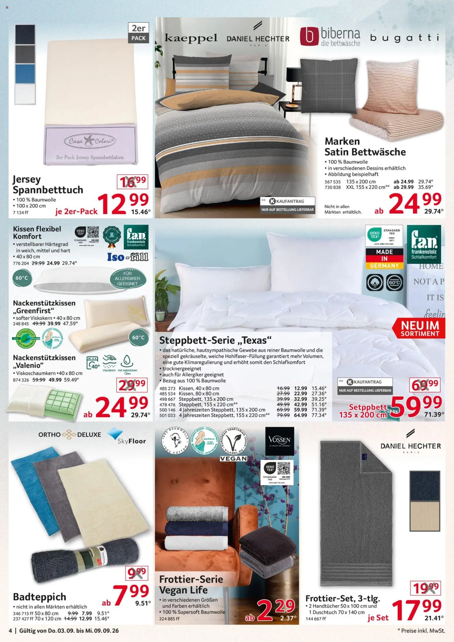 Selgros Non Food – gültig ab 03.09.2026 | Seite: 4 | Produkte: Kissen, Energy, Bettwäsche