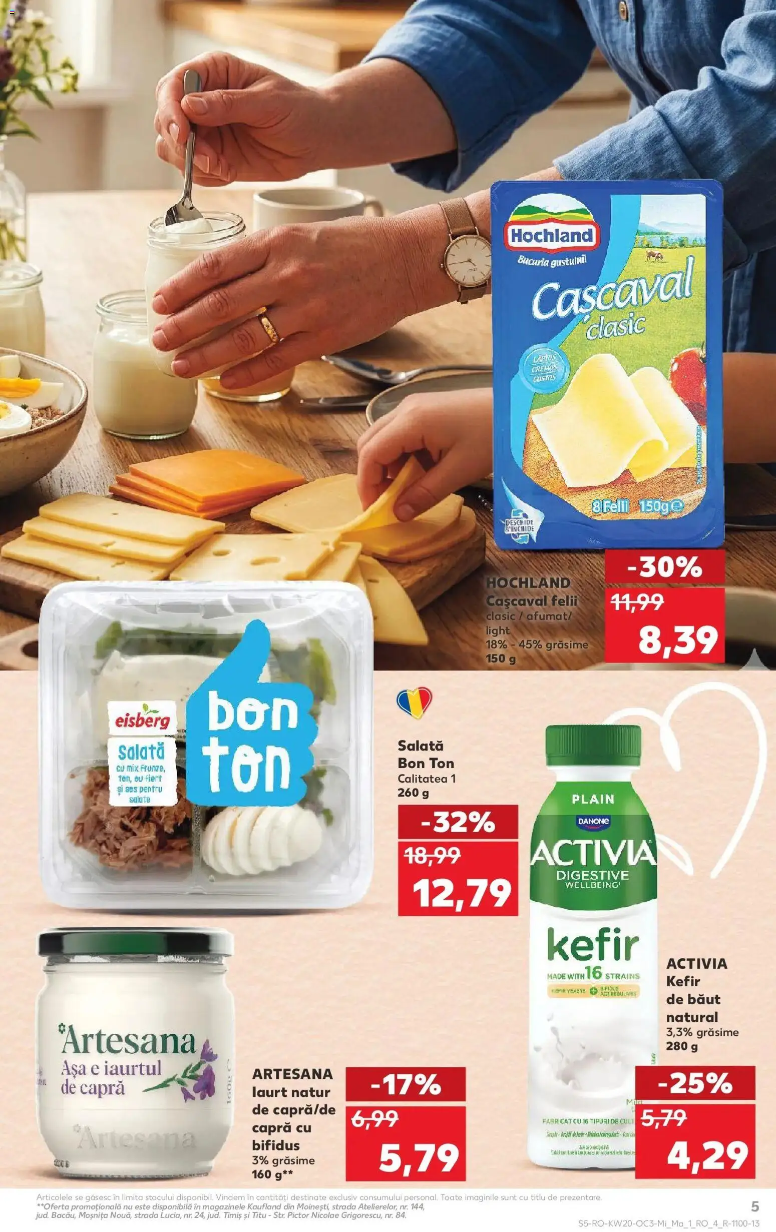 Noul catalog Kaufland – valabil de la 13.05.2026 | Pagină: 5 | Produse: Cașcaval, Kefir, Salată, Sos