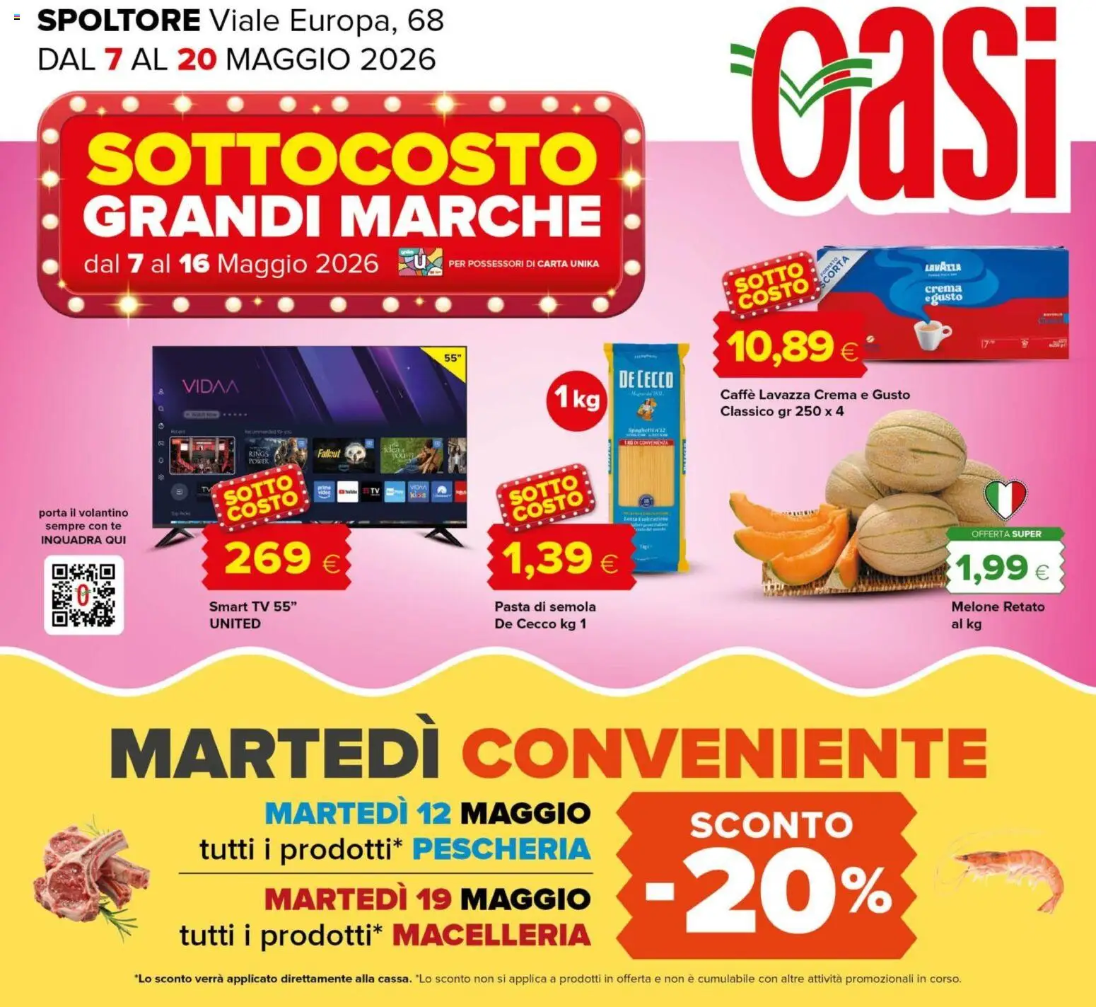 Volantino Oasi del 07.05.2026 | Pagina: 1 | Prodotti: Crema, smart TV, Pasta, TV