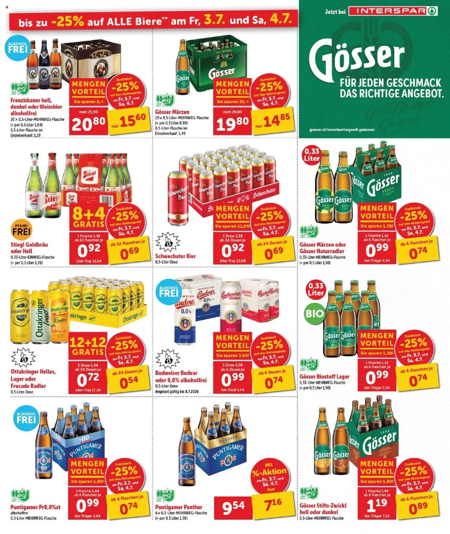 Interspar Flugblatt - Burgenland Sued gültig ab 01.07.2026 | Seite: 3 | Produkte: Bier
