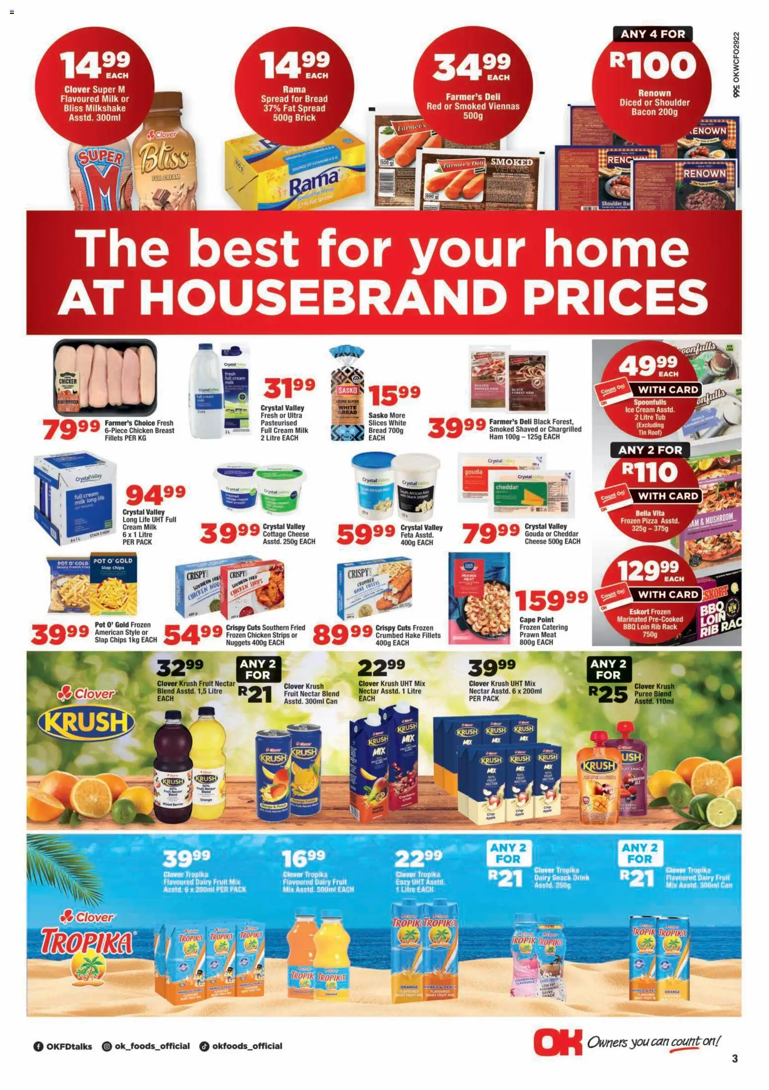 New OK Foods catalogue – valid from 14/10/2026 | Page: 3 | Products: Spread, Pizza, Mango, Peach