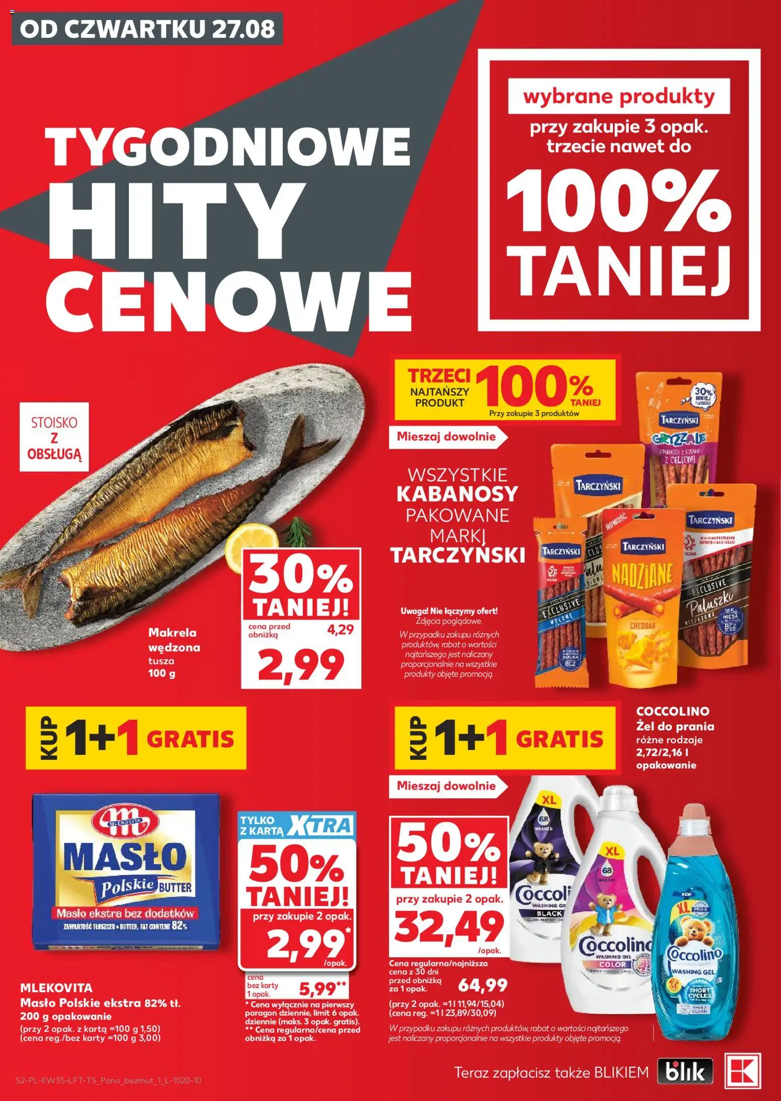 Kaufland Polsko leták - Jest fresz od 27.08.2026 | Strana: 2 | Produkty: Máslo, Coccolino, Makrela, Karty