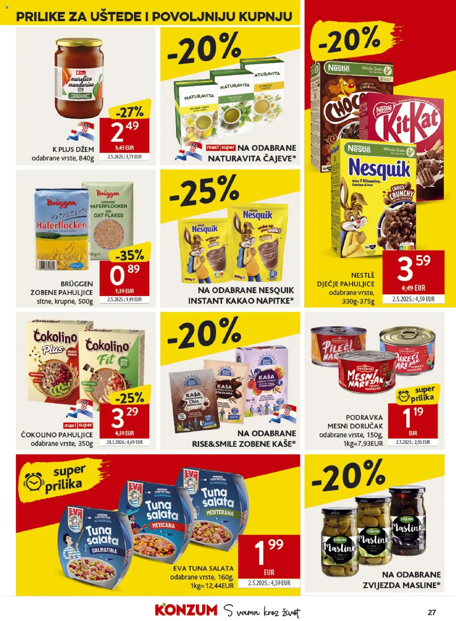 Konzum HR akciós ujság - amely érvényes a következő dátumtól: 2026.09.30. | Oldal: 27 | Termékek: Podravka, Nestlé, Kakaó, KitKat