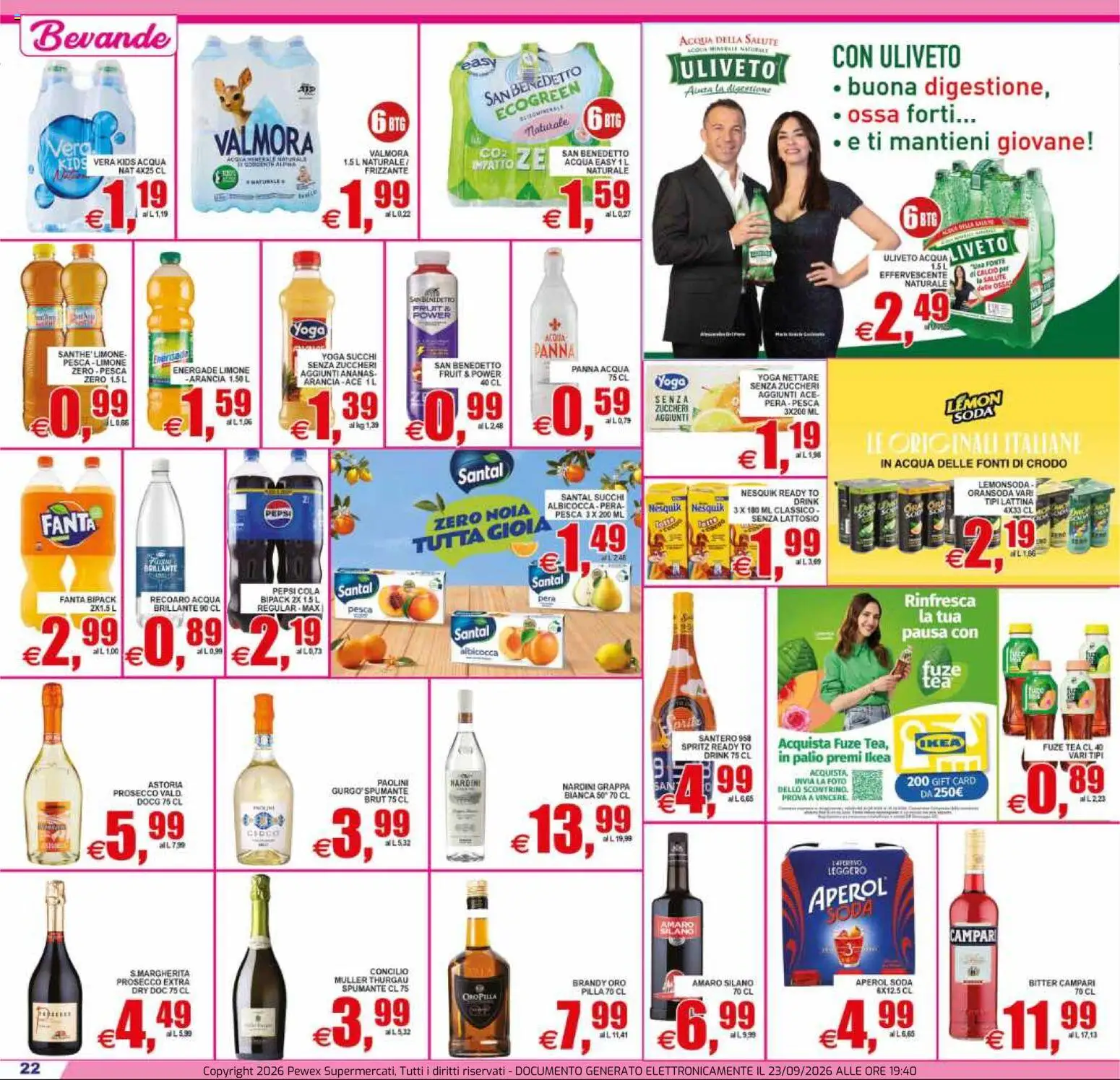 Volantino Pewex del 23/09/2026 | Pagina: 22 | Prodotti: Panna, Limone, Arancia, Grappa