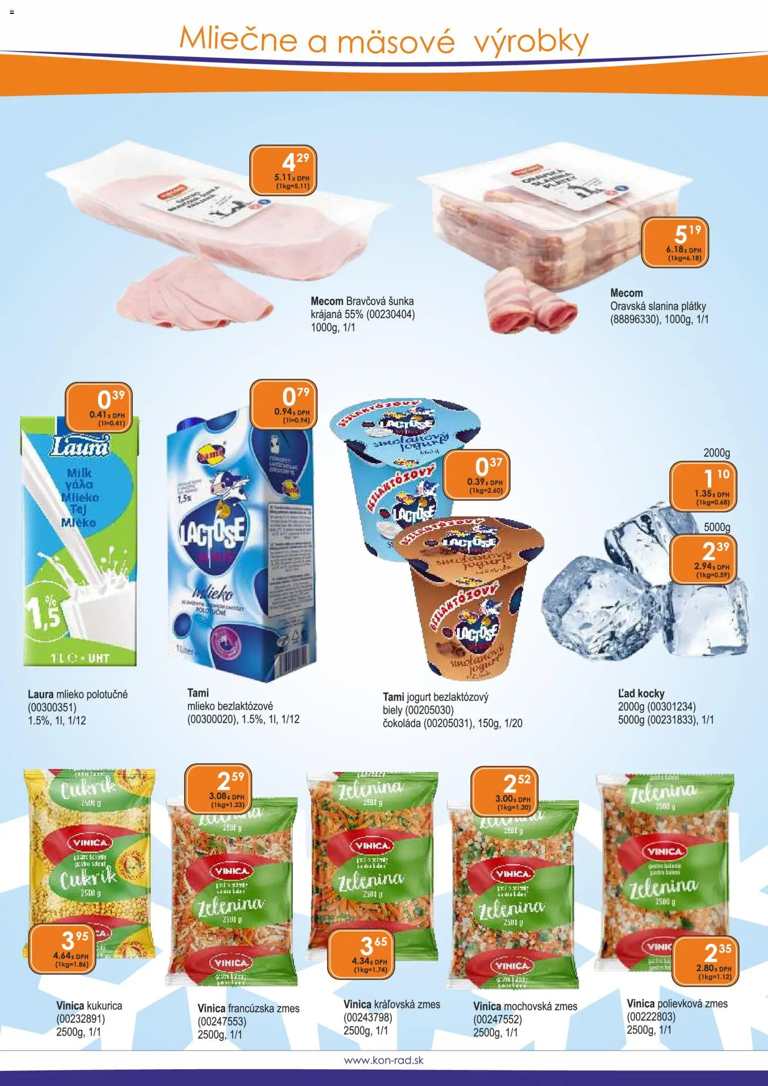 Nové KON - RAD akcie – leták je platný od 01.08.2026 | Strana: 39 | Produkty: Mlieko, Šunka, Slanina, Čokoláda