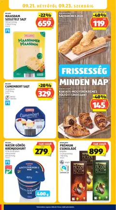 KAKÁOS-MOGYORÓKRÉMES TÖLTÖTT CROISSANT, frissen sütött pékáru, 75 g/darab - amely érvényes a következő dátumtól: 2026.09.17. | Oldal: 30 | Termékek: Milsani, Croissant, Laktózmentes, Szeletelt sajt