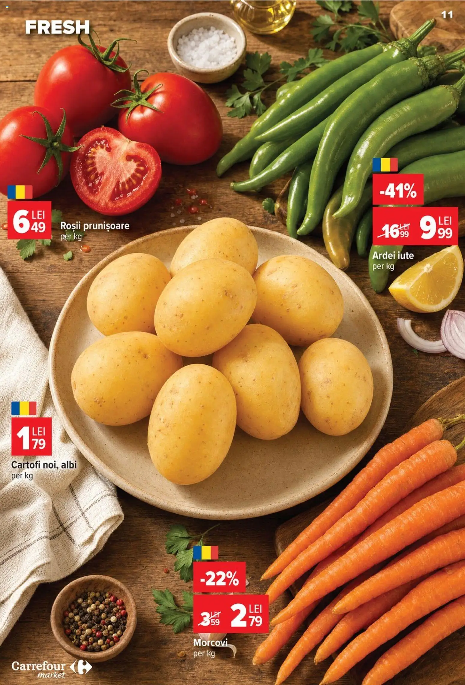 Noul catalog Carrefour – valabil de la 22.07.2026 | Pagină: 11 | Produse: Ardei, Roșii, Morcovi, Cartofi