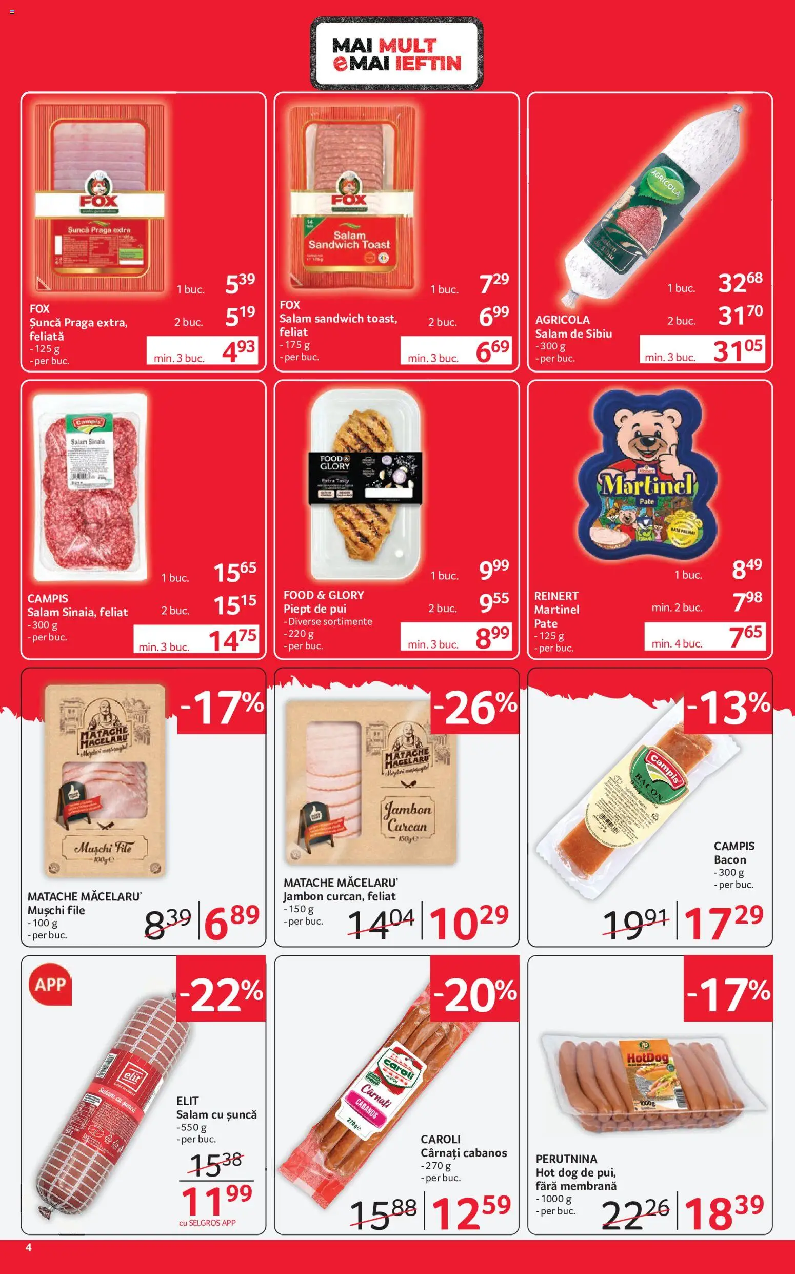 Noul catalog Selgros – valabil de la 10.07.2026 | Pagină: 4 | Produse: Pate, Bacon, Salam, Cârnați