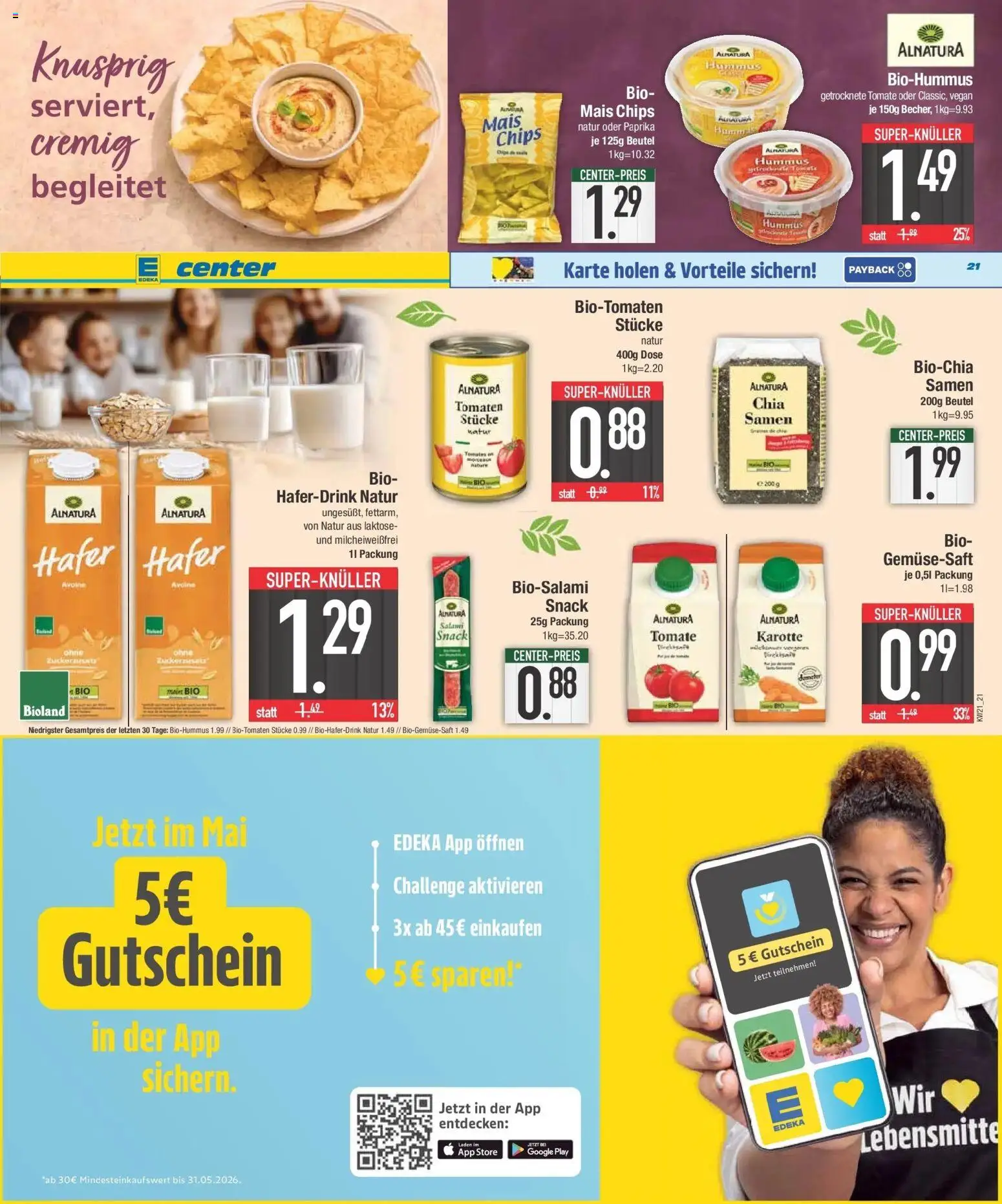E center Prospekt Niederwinkling – gültig ab 17.05.2026 | Seite: 22 | Produkte: Tomaten, Haferdrink, Chips, Karotte