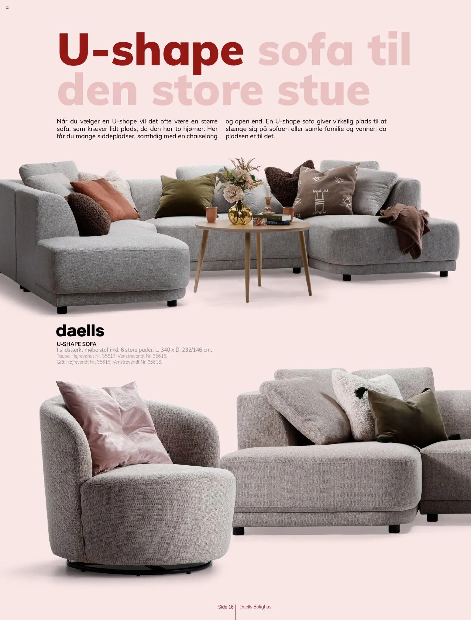 Daells Bolighus tilbudsavis – gyldig fra 12/08/2026 | Side: 16 | Produkter: Sofa, Søm