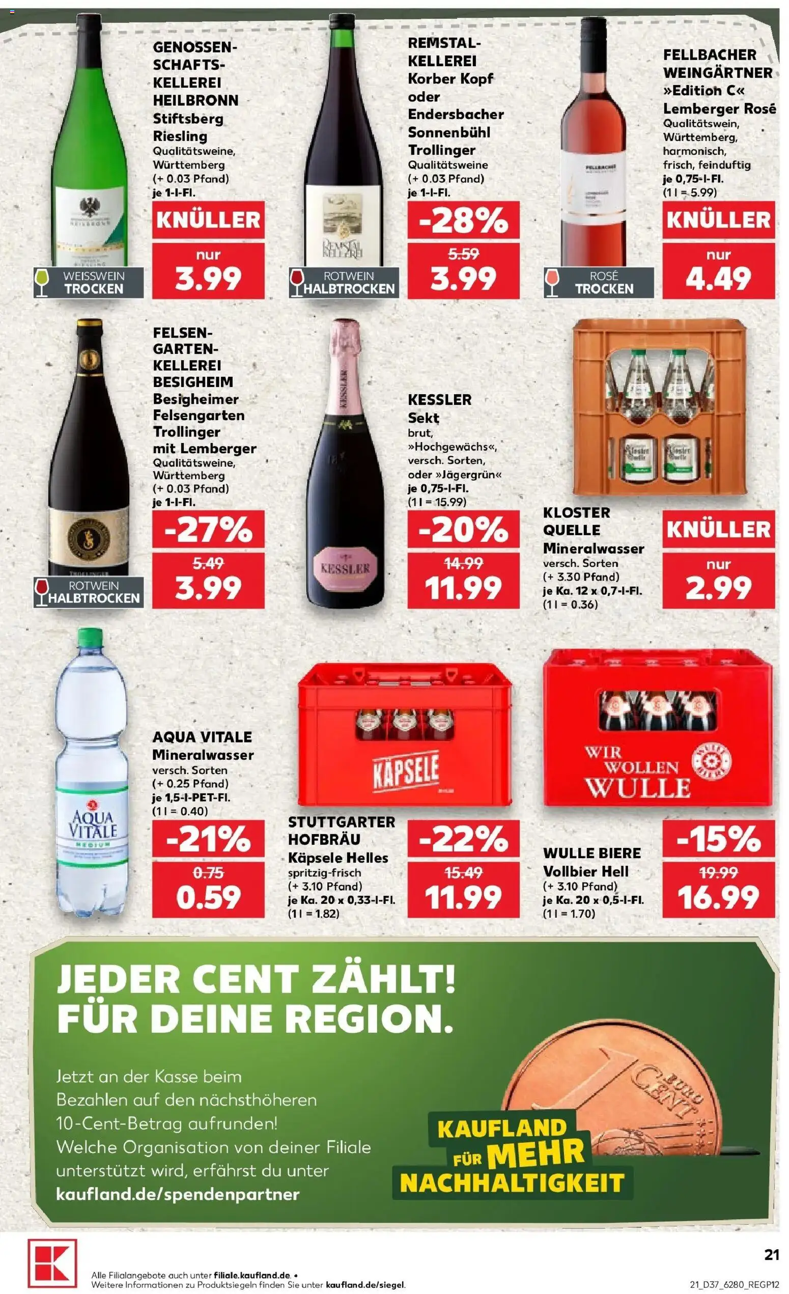 Prospekt Kaufland ab 10.09.2026 » Angebote Online zum Blättern | Seite: 21 | Produkte: Weißwein, Rotwein, Sekt, Mineralwasser