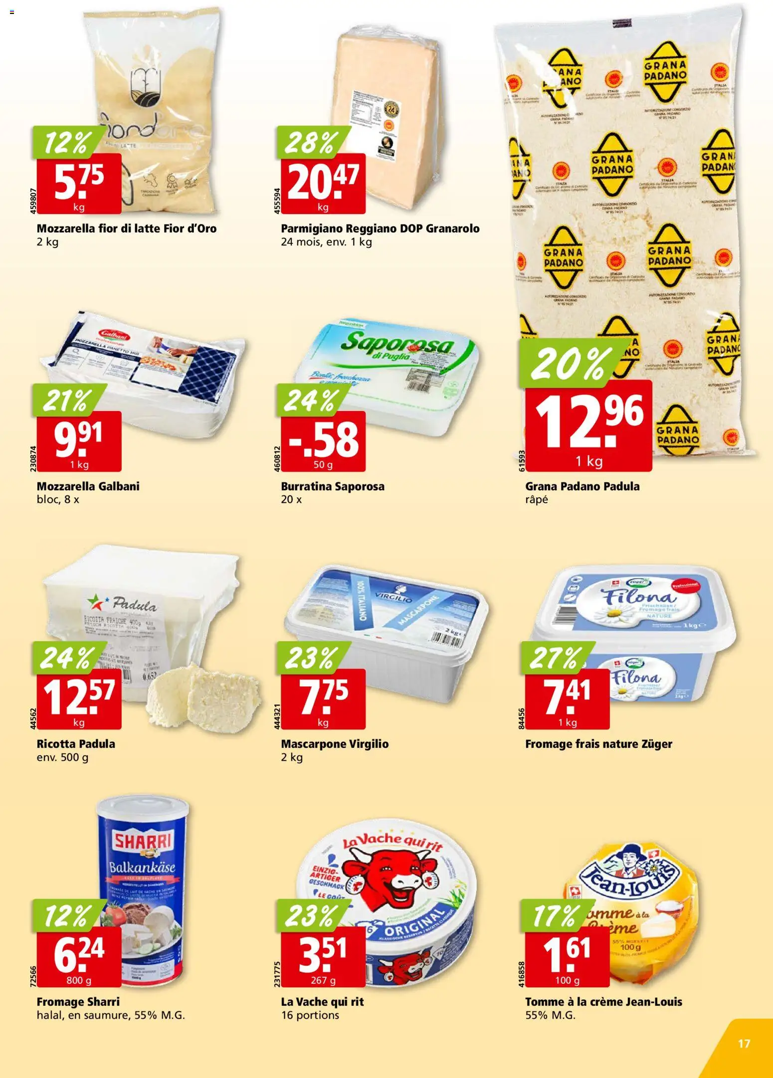 Aligro aktionen Chavannes, Matran, Genève, Sion – gültig ab 19.10.2026 | Seite: 17 | Produkte: Mascarpone, Balkankäse, Creme, Ricotta