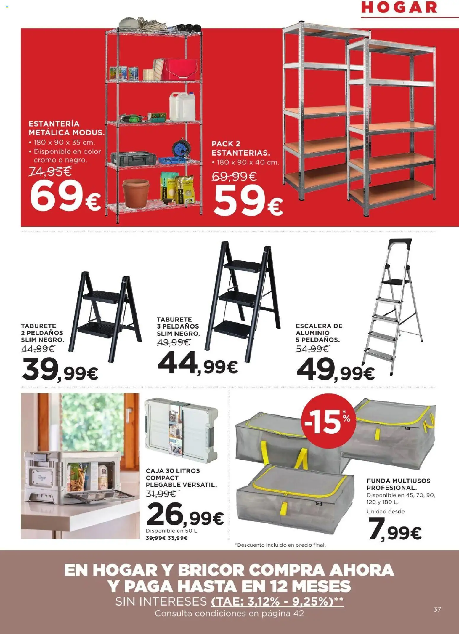 Hipercor catálogo │ válido desde el 10/09/2026 | Página: 37 | Productos: Estantería, Estantería metálica, Funda, Caja