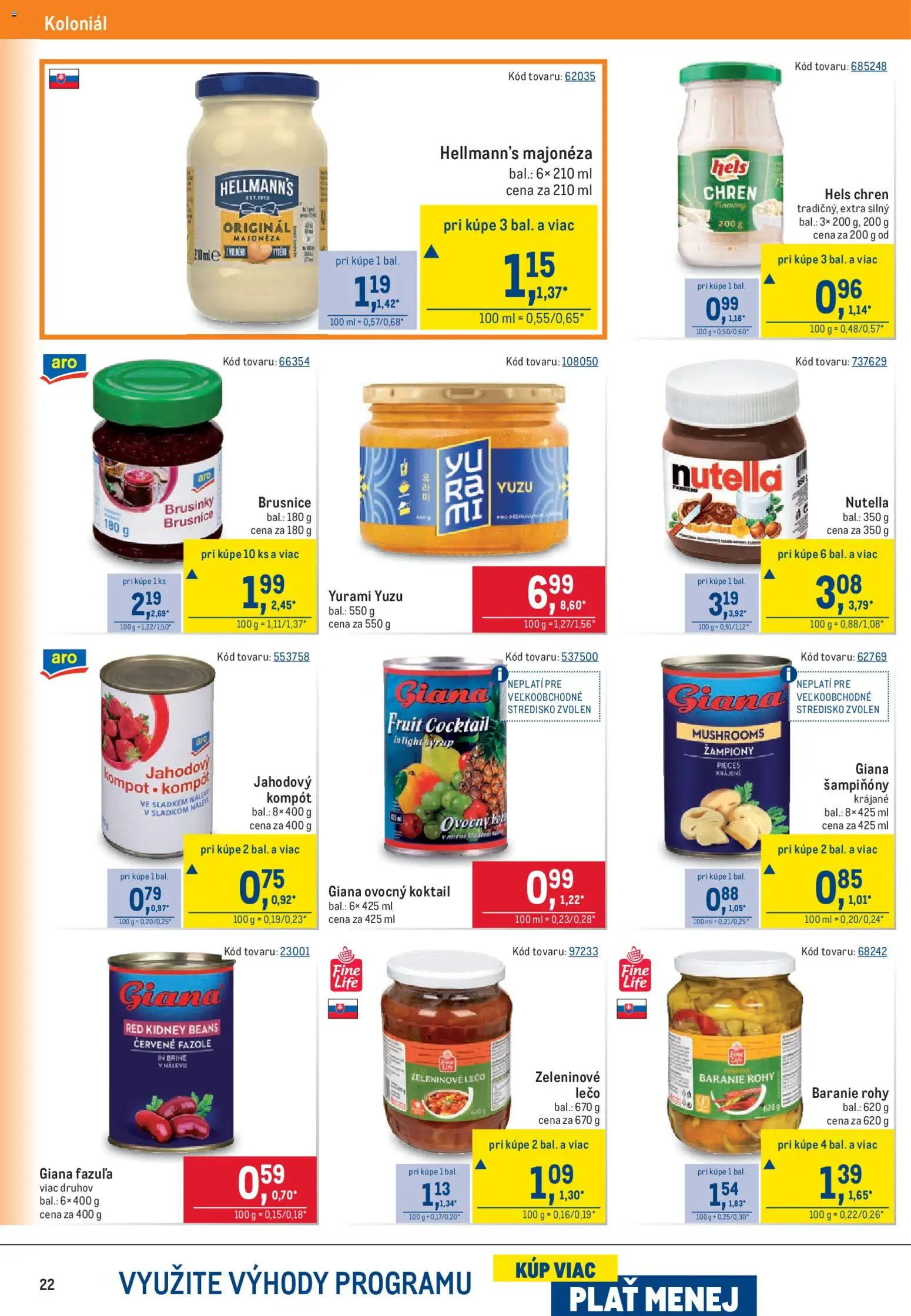 Nové Metro akcie – leták je platný od 06.05.2026 | Strana: 22 | Produkty: Chren, Nutella