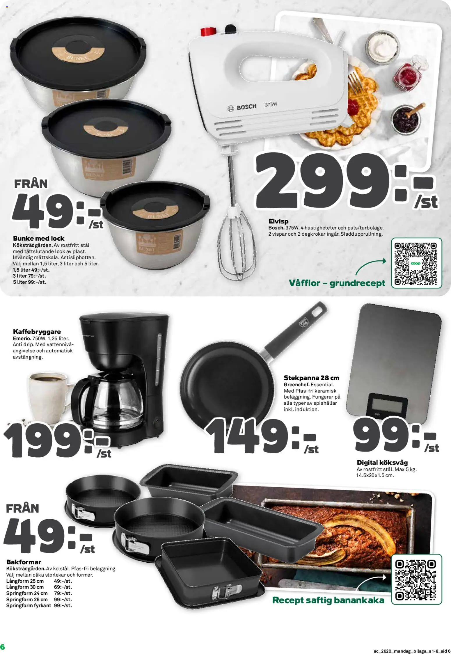 Stora Coop reklamblad aktuell från 11.05.2026 | Sida: 18 | Produkter: Kaffebryggare, Köksvåg, Elvisp, Stekpanna