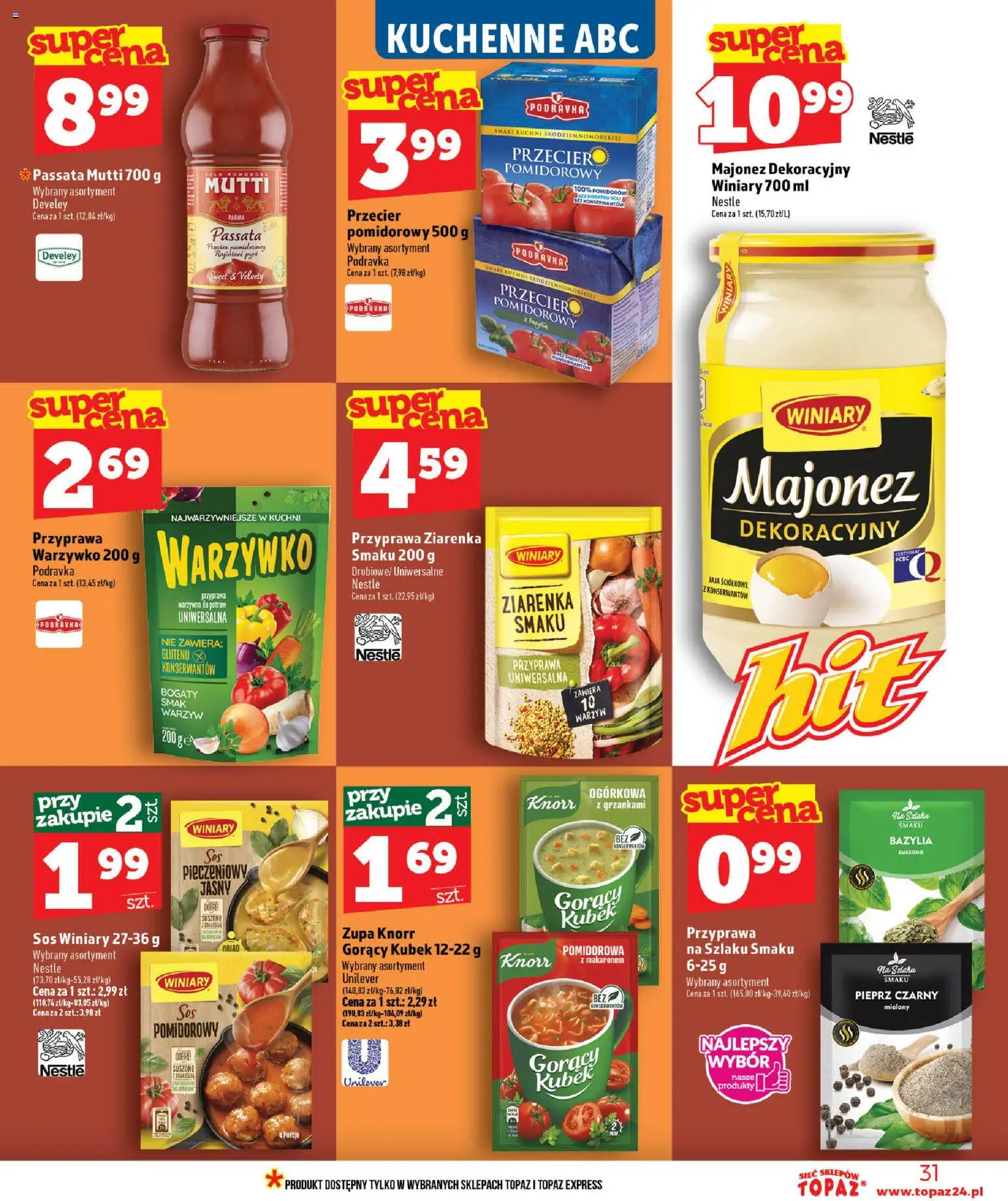 Topaz gazetka - Ceny małe na stałe od 25.06.2026 | Strona: 31 | Produkty: Gorący kubek, Bazylia, Jaja, Sos