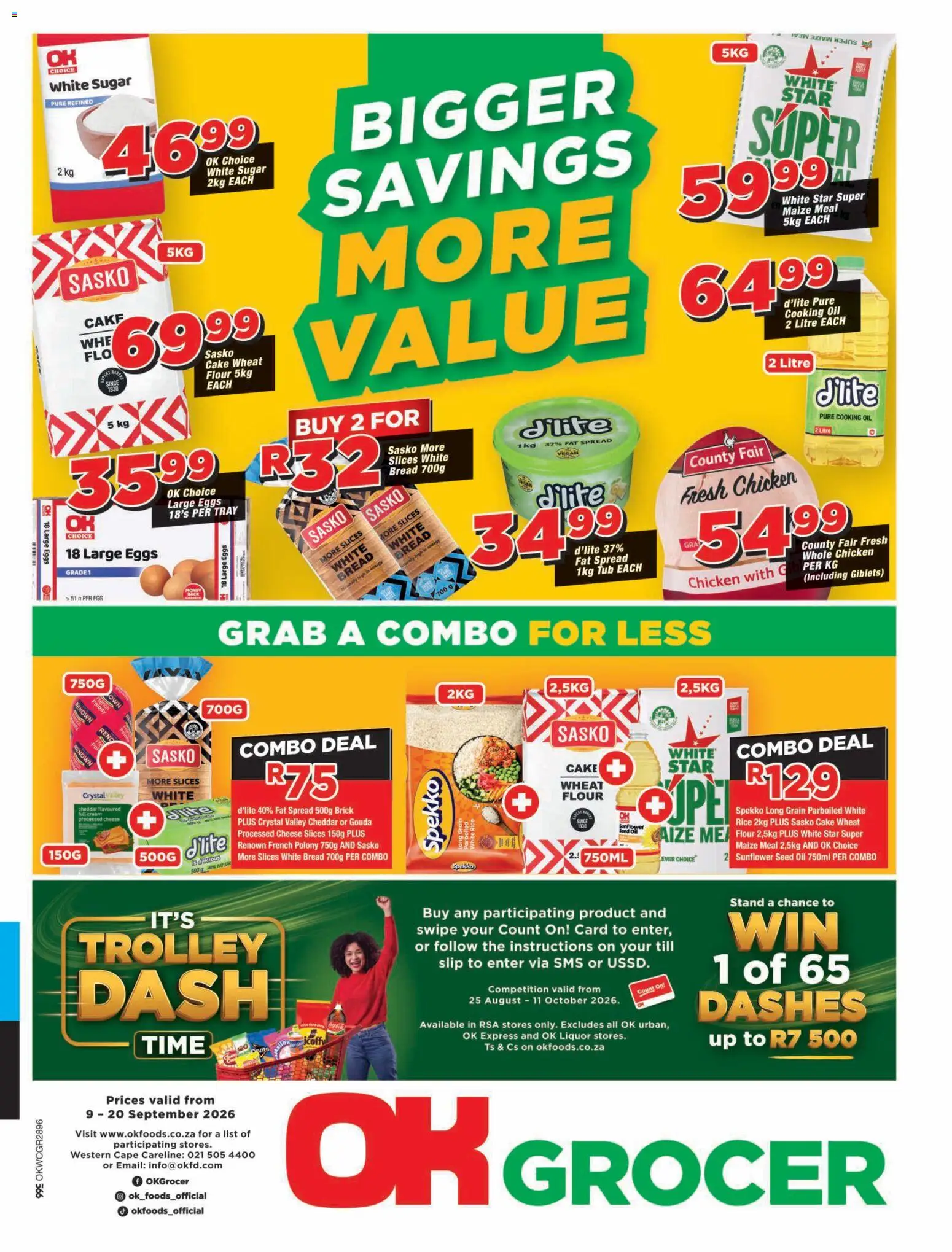 New OK Foods catalogue – valid from 09/09/2026 | Page: 1 | Products: Flour, Chicken, Cheddar, Cream