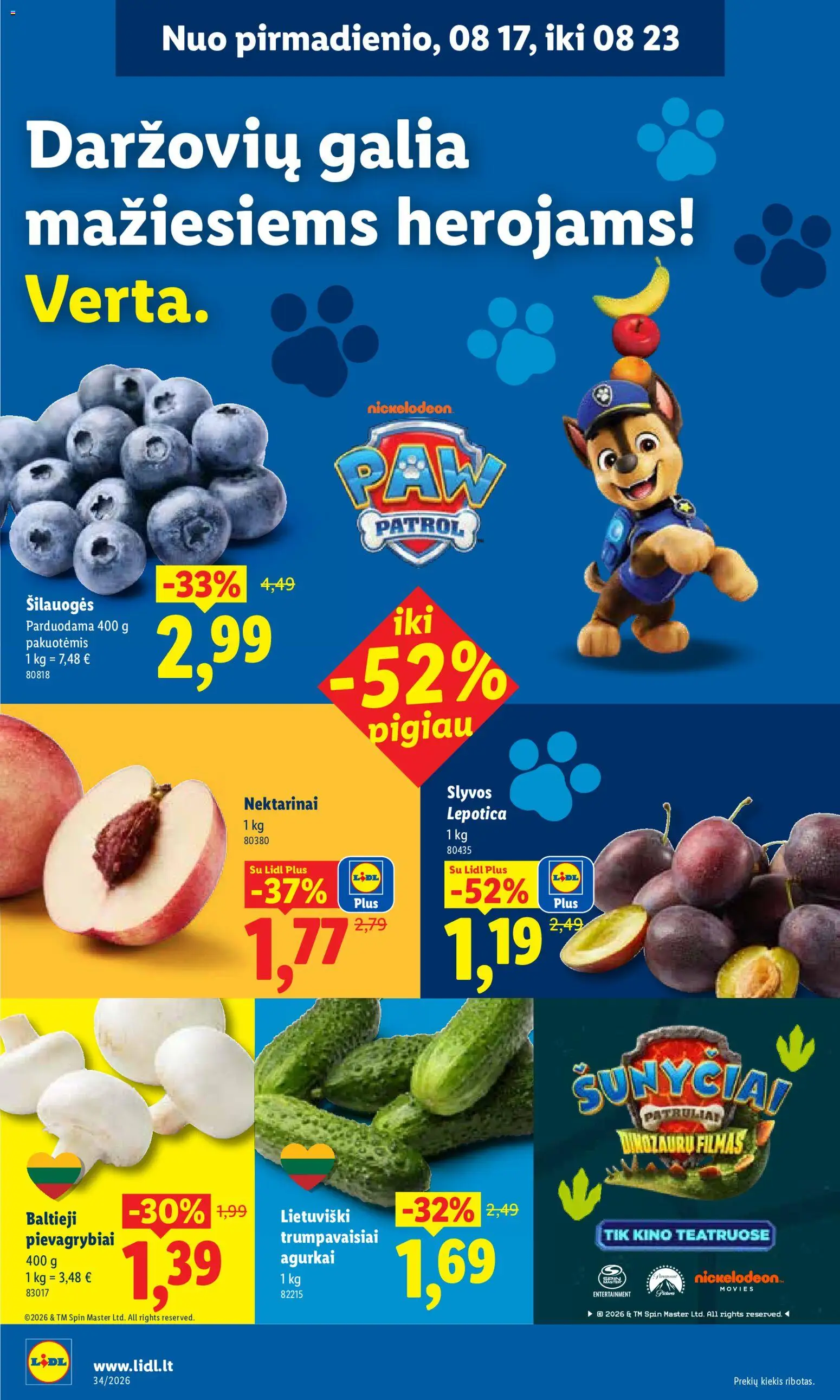 LIDL akcijos nuo 2026.08.17 | Puslapis: 2 | Prekių: Agurkai, Pievagrybiai, Šilauogės