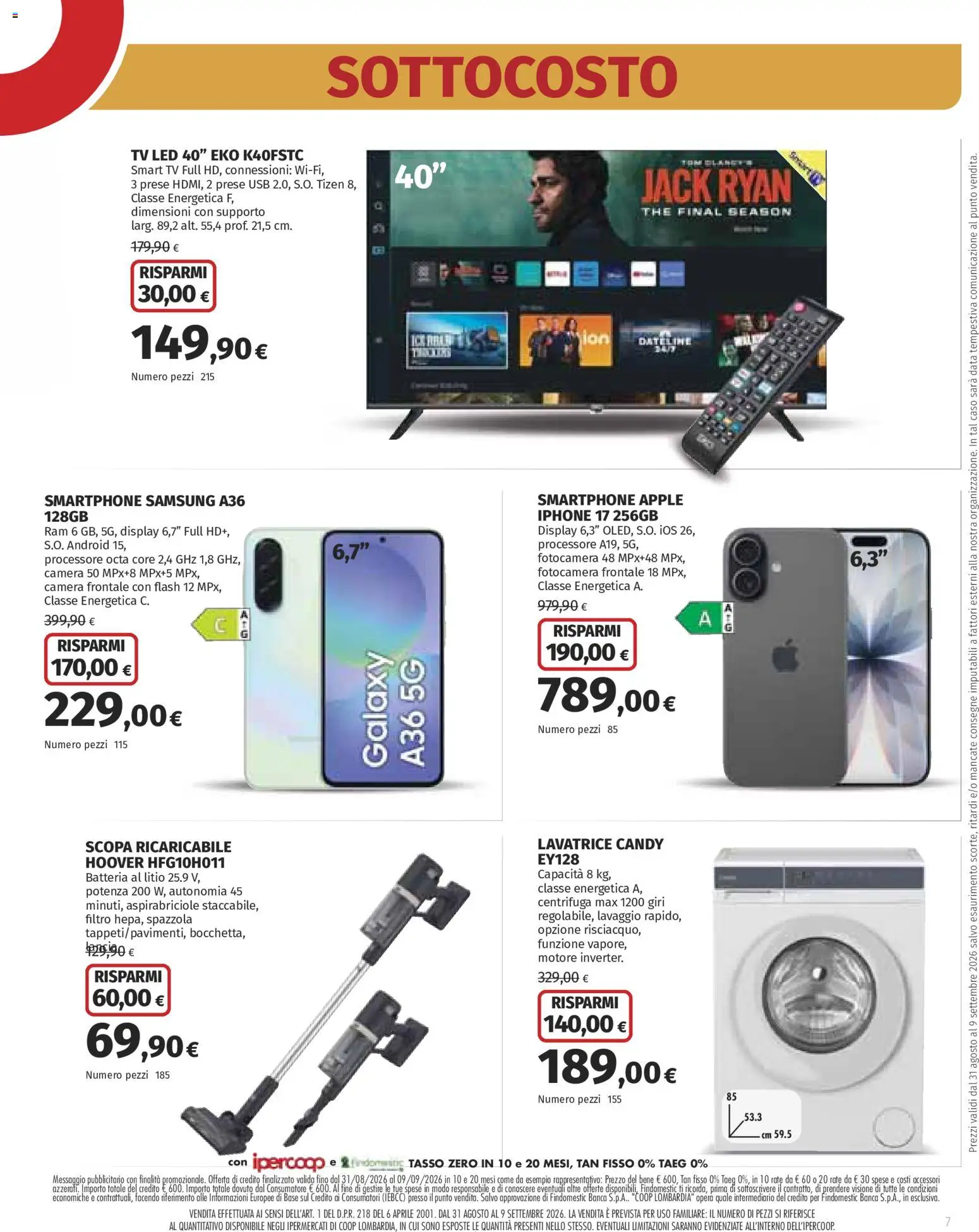 Volantino Ipercoop del 31/08/2026 | Pagina: 7 | Prodotti: Smartphone samsung, Iphone, USB, Samsung
