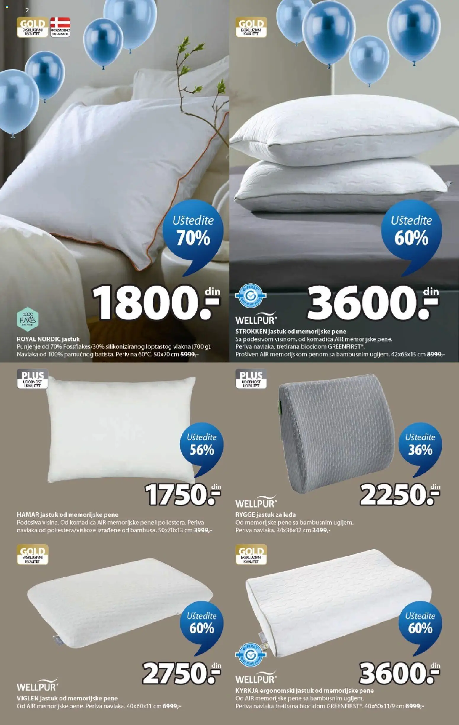 Jysk katalog - važi od 02.09.2026 | Strana: 2 | Proizvode: Jastuk, Wellpur