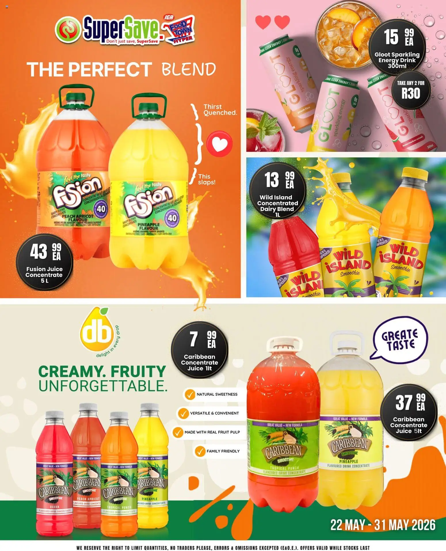 New Super Save catalogue – valid from 22.05.2026 | Page: 1 | Products: Juice, Pineapple, Fruit, Dairy blend