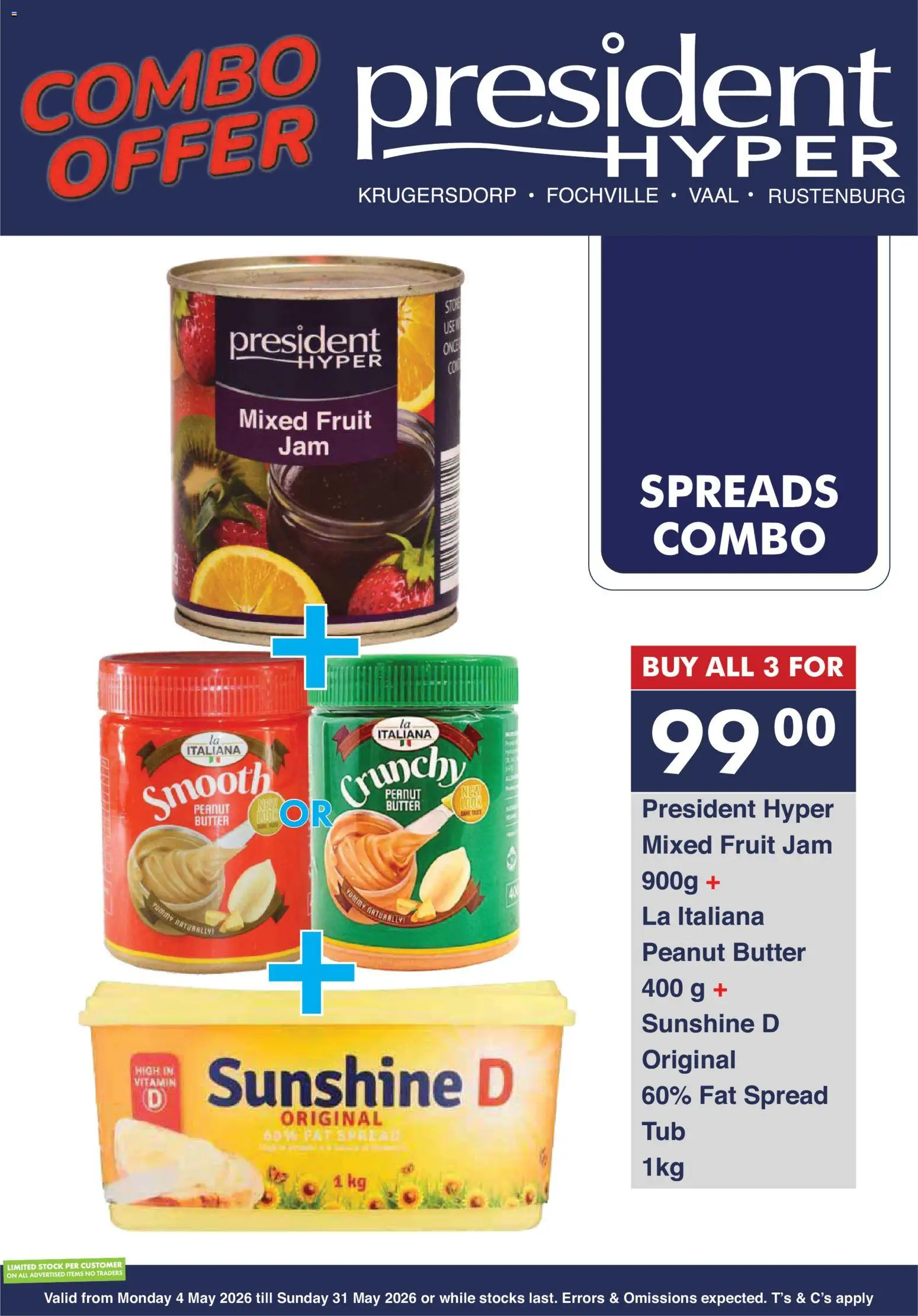 New President Hyper catalogue – valid from 04.05.2026 | Page: 4 | Products: Jam, Butter, Peanut butter, Stock