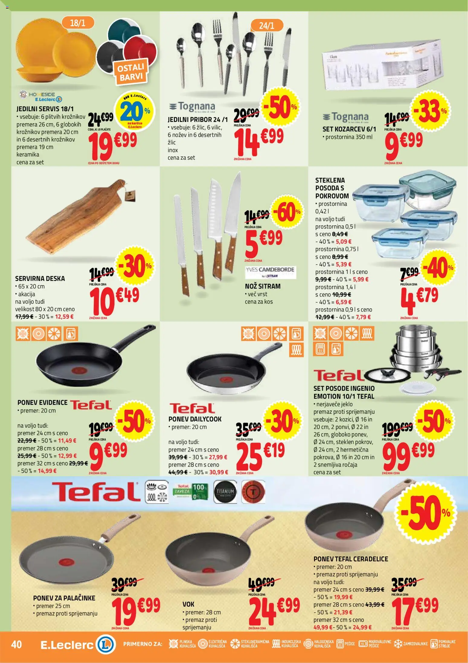 Novi E.leclerc katalog ponudbe – veljaven od 28.10.2026 | Stran: 40 | Izdelki: Pribor, Nož, Kos, Palačinke