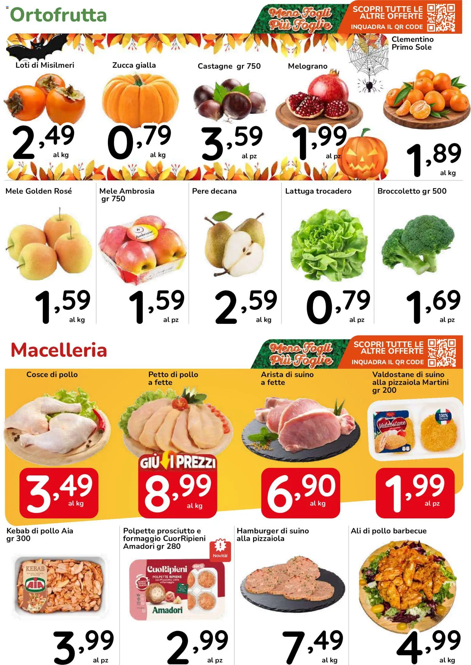 Volantino Famila del 15/10/2026 | Pagina: 2 | Prodotti: Pere, Suino, Hamburger, Cosce di pollo