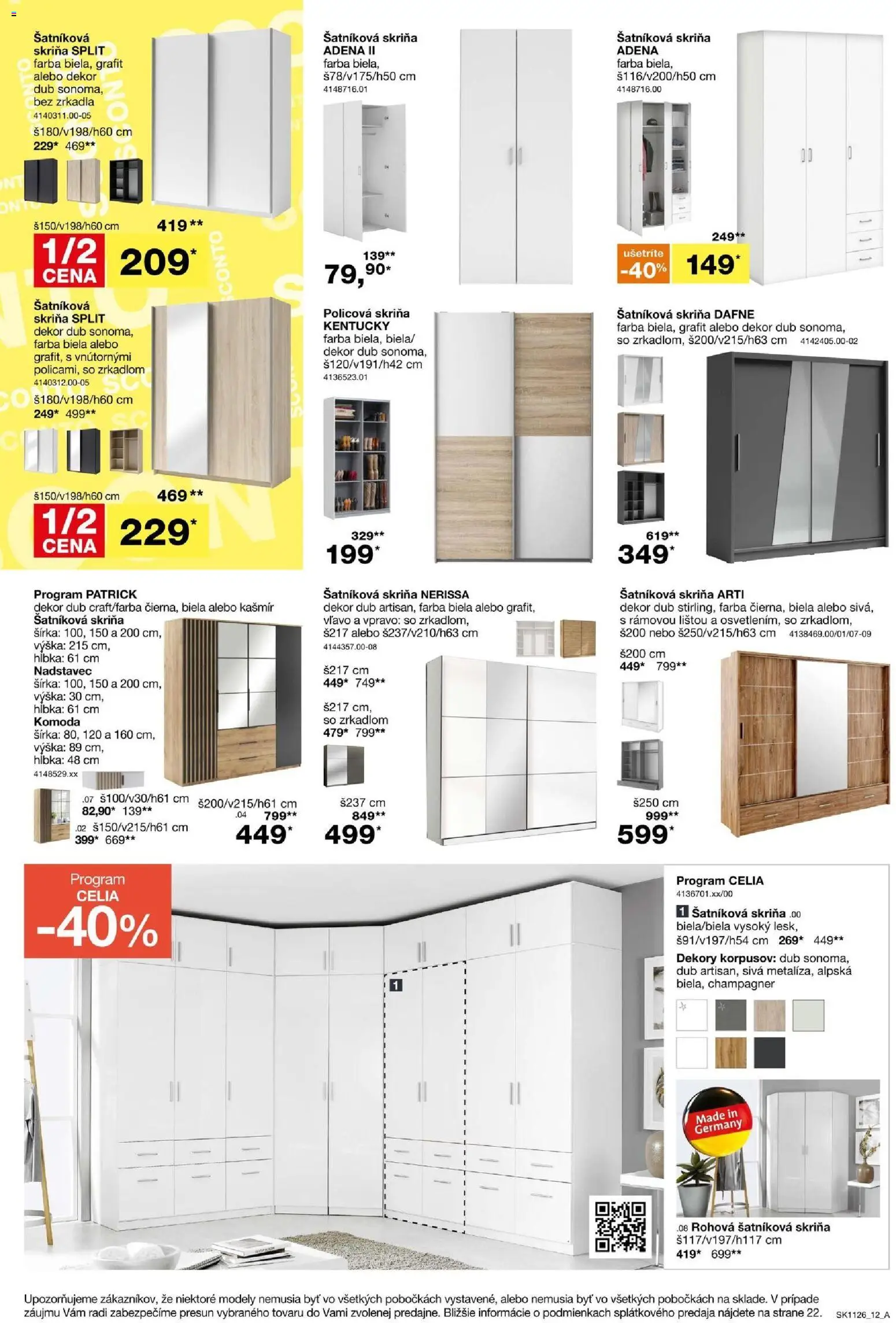 Nové Sconto nábytok akcie – leták je platný od 26.08.2026 | Strana: 12 | Produkty: Šatníková skriňa, Skriňa, Policová skriňa, Komoda