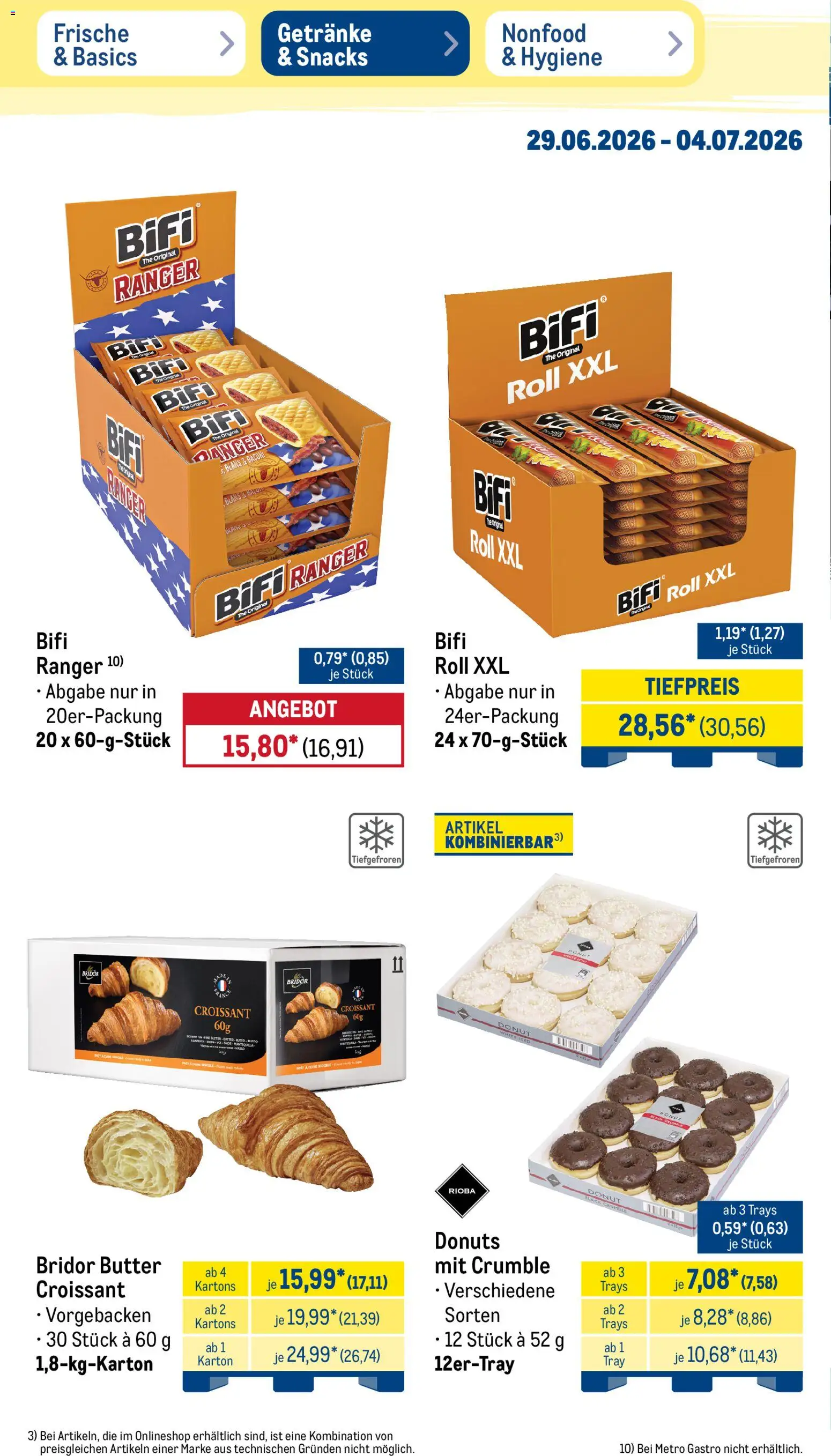 Metro Prospekt – gültig ab 29.06.2026 | Seite: 38 | Produkte: Butter, Bifi, Croissant, Donuts