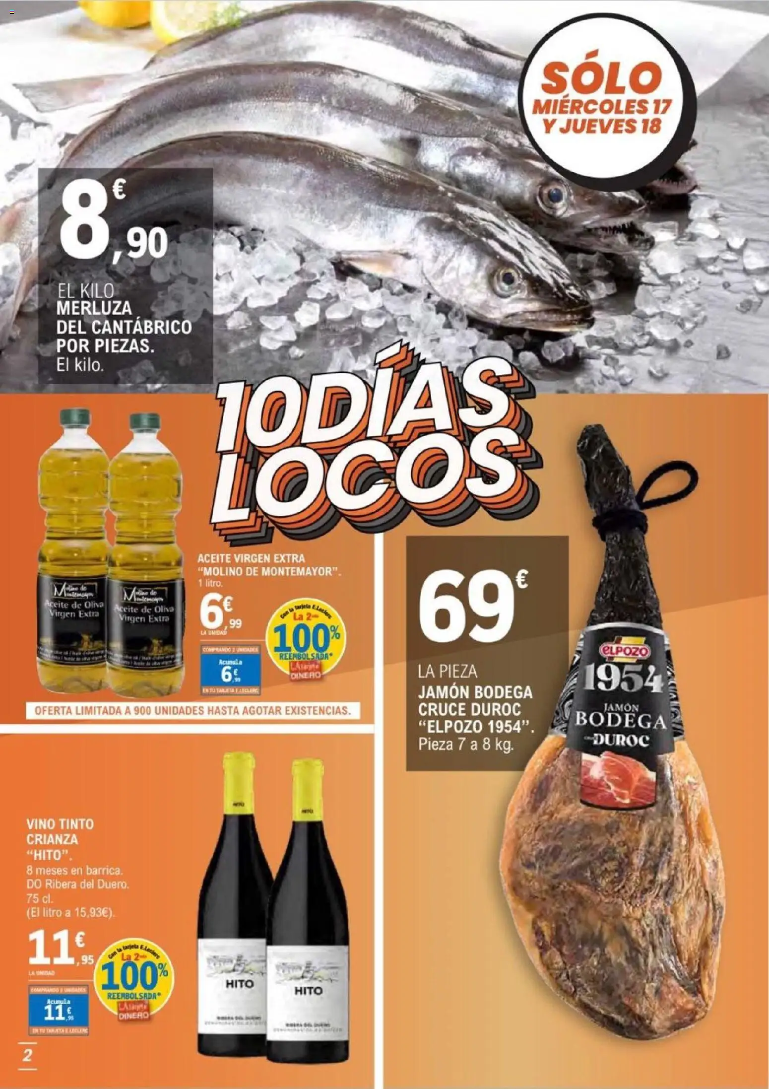 E.Leclerc folleto Salamanca │ válido desde el 17.06.2026 | Página: 2 | Productos: Jamón, Vino, Tableta, Aceite de oliva virgen extra