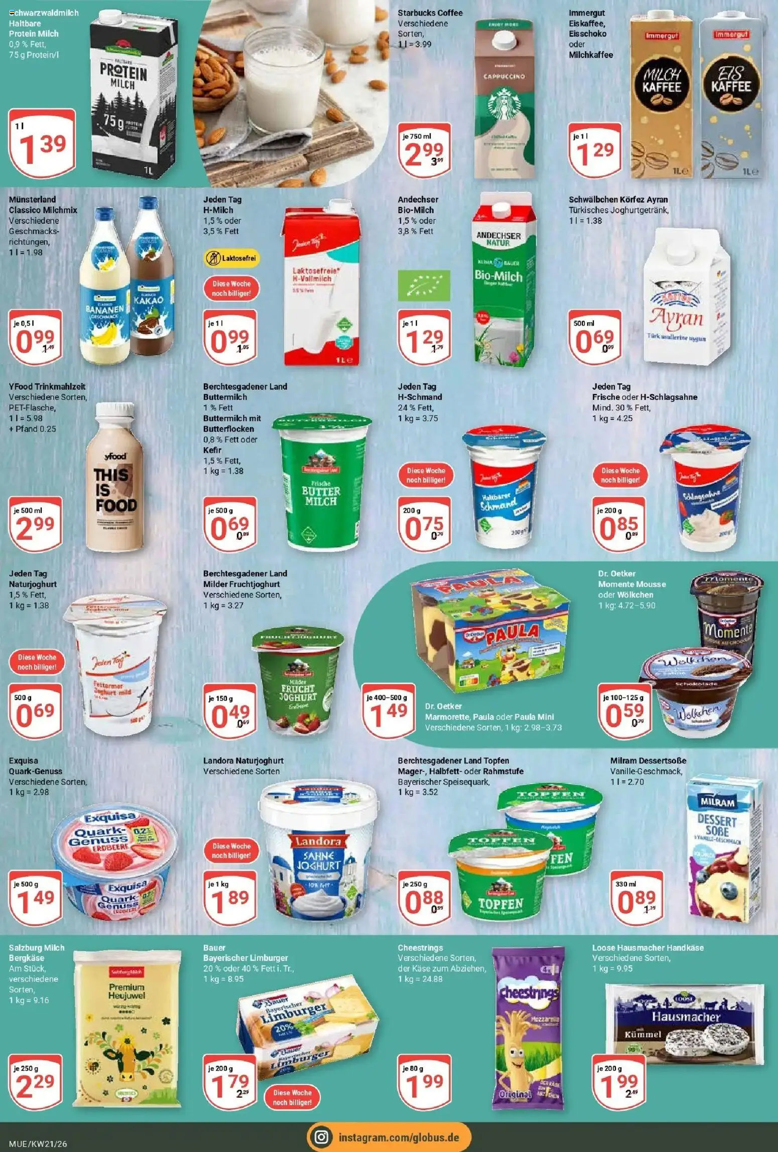 Globus Prospekt Mühldorf – gültig ab 17.05.2026 | Seite: 11 | Produkte: Milch, Kaffee, Starbucks, Bananen