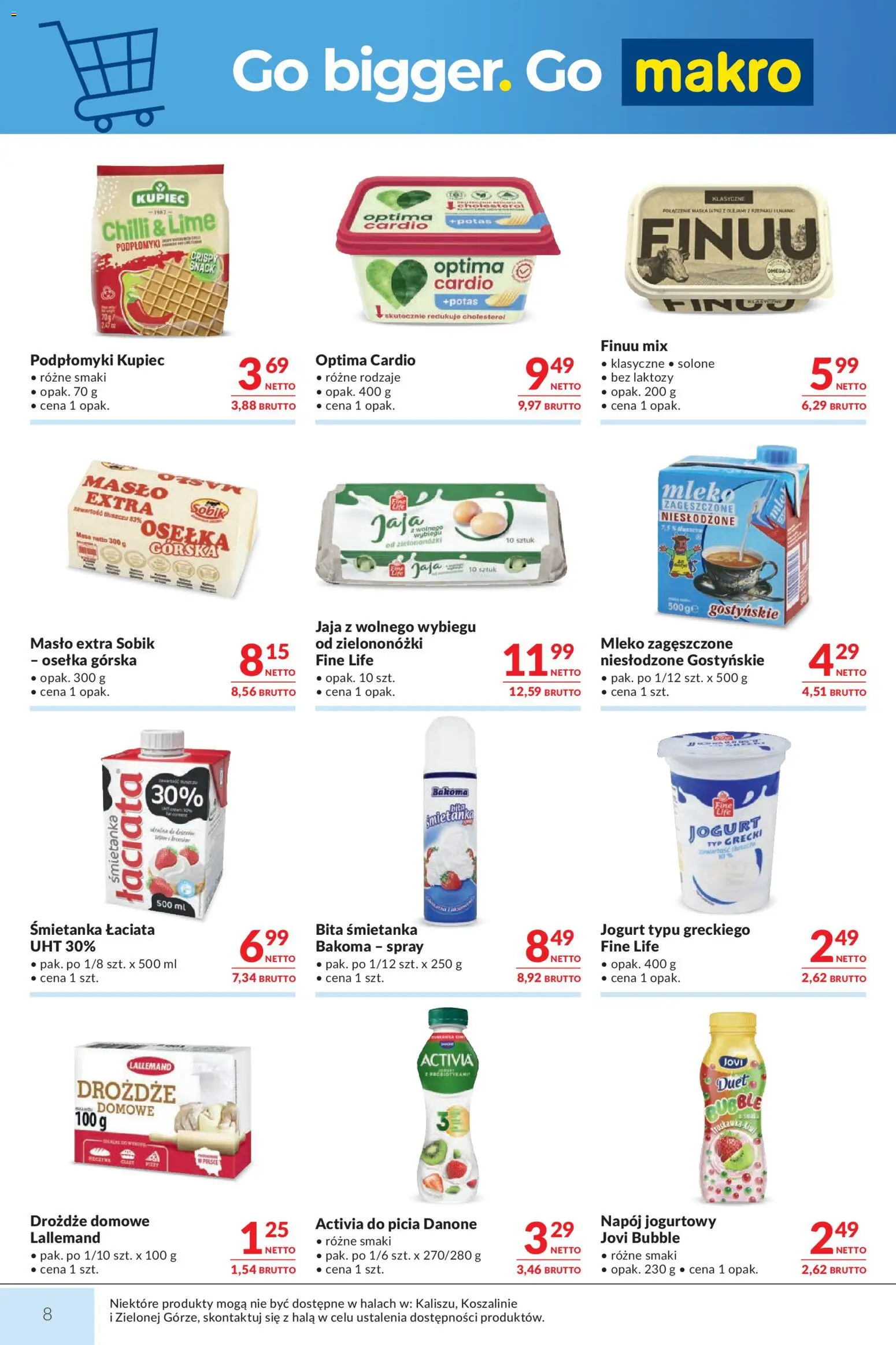 Makro gazetka od 15.09.2026 | Strona: 8 | Produkty: Bez laktozy, Bita śmietanka, Masło, Jaja
