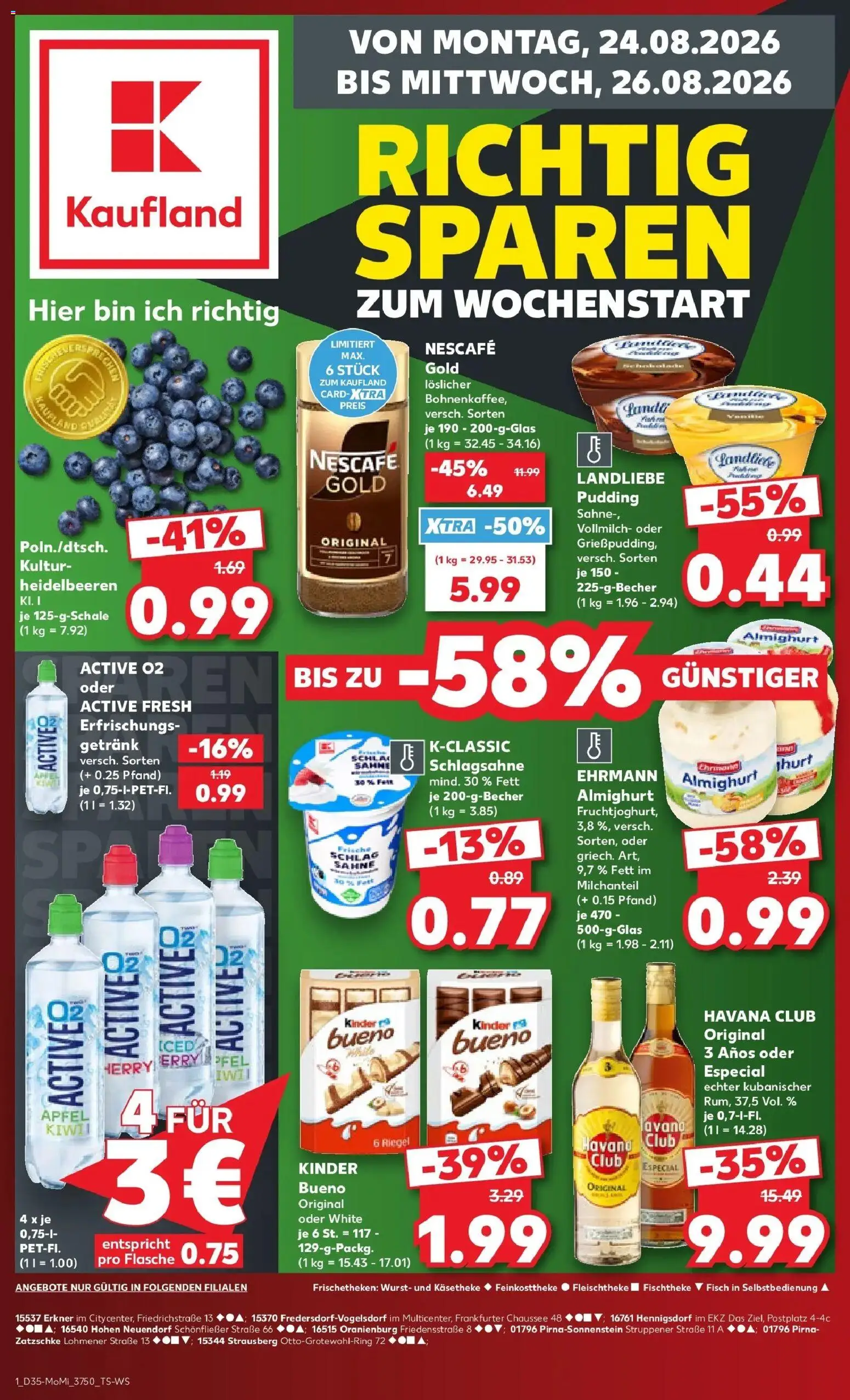 Prospekt Kaufland ab 24.08.2026 » Angebote Online zum Blättern | Seite: 1 | Produkte: Äpfel, Heidelbeeren, Fisch, Sahne