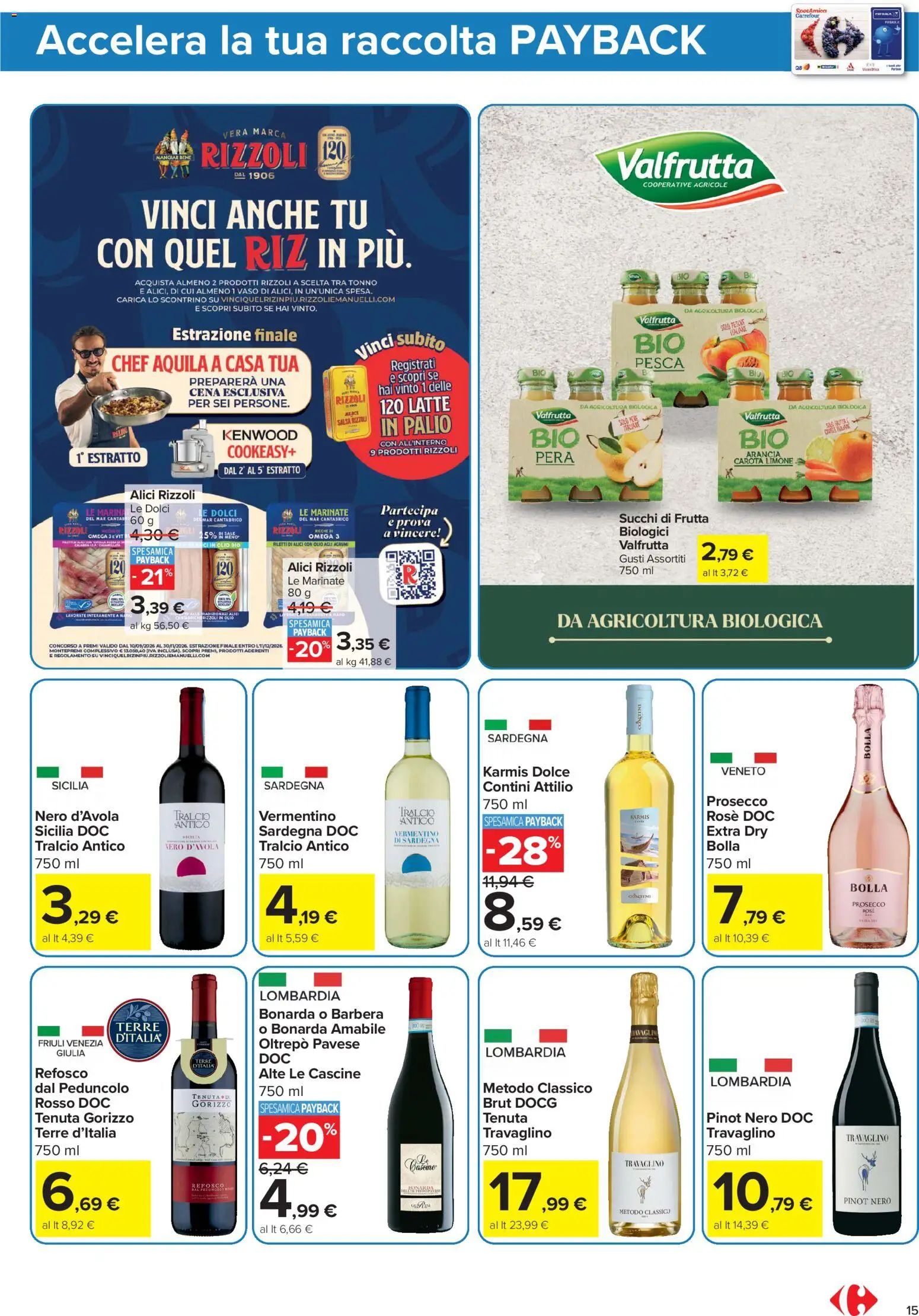 Volantino Carrefour del 15/09/2026 | Pagina: 15 | Prodotti: Agrumi, Tonno, Omega 3, Pesche