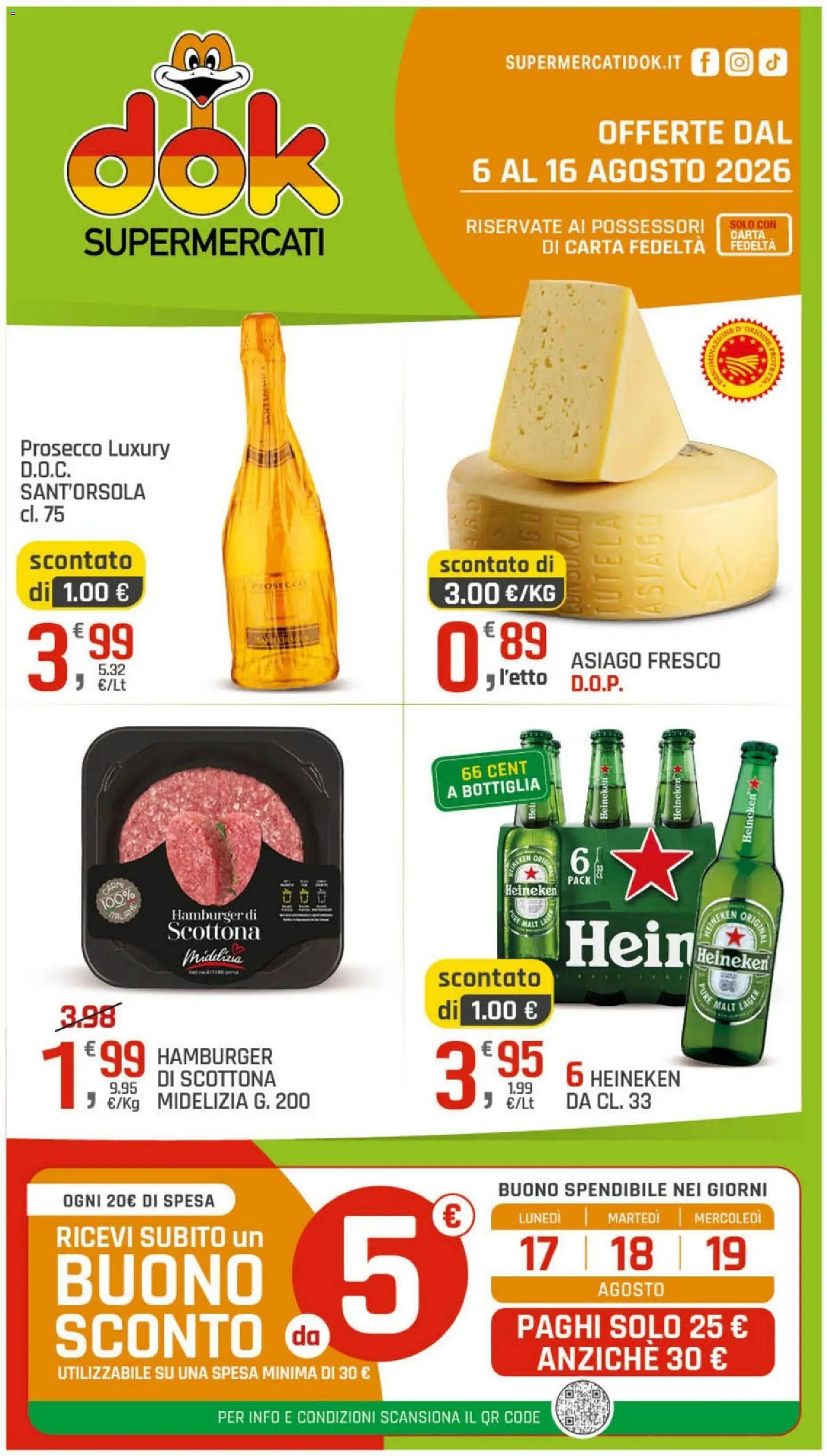 Volantino DOK del 06/08/2026 | Pagina: 5 | Prodotti: Prosecco, Heineken, Hamburger, Bottiglia