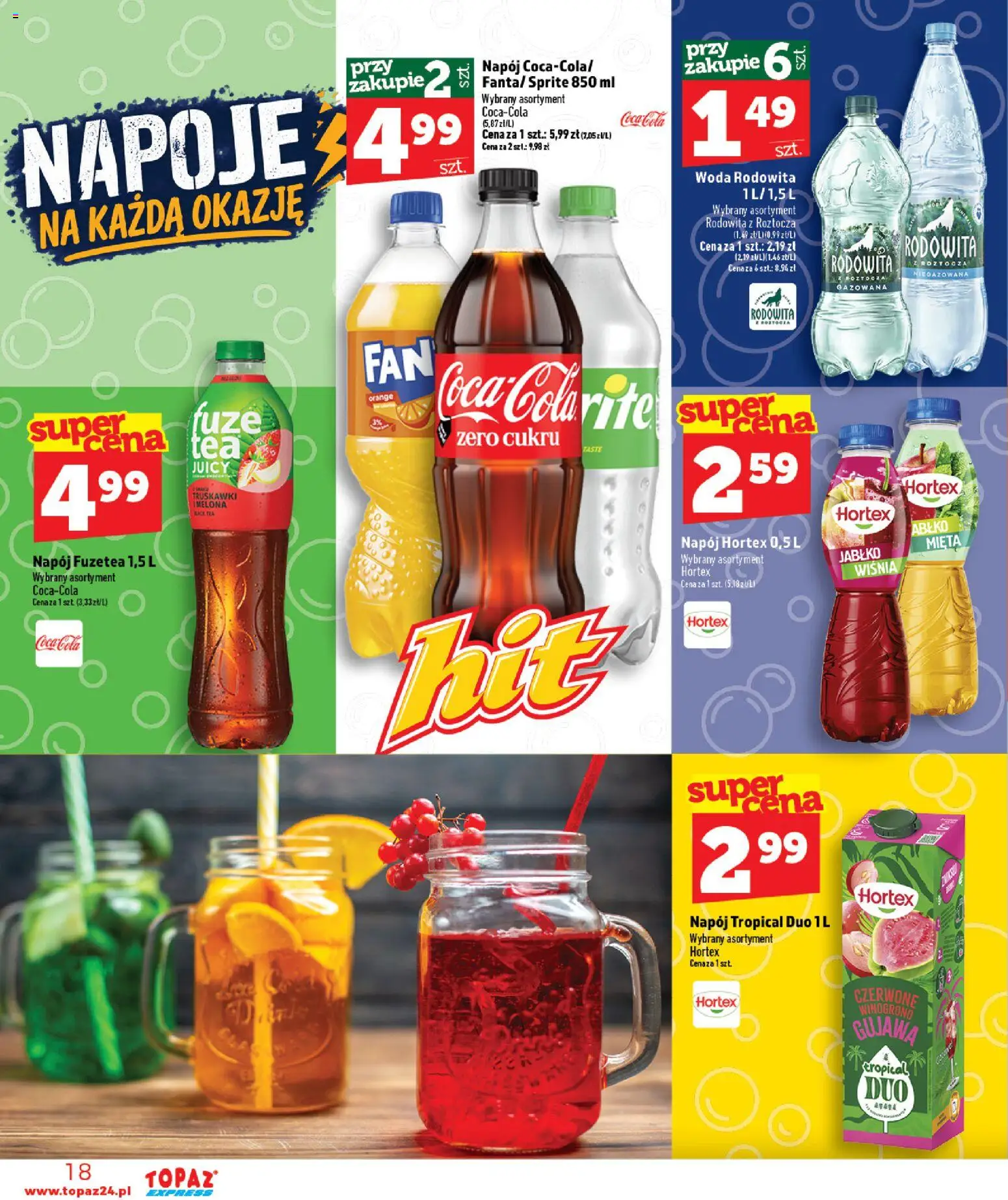 Topaz gazetka - Express od 01.10.2026 | Strona: 18 | Produkty: Winogrono, Napoje, Coca cola, Mięta
