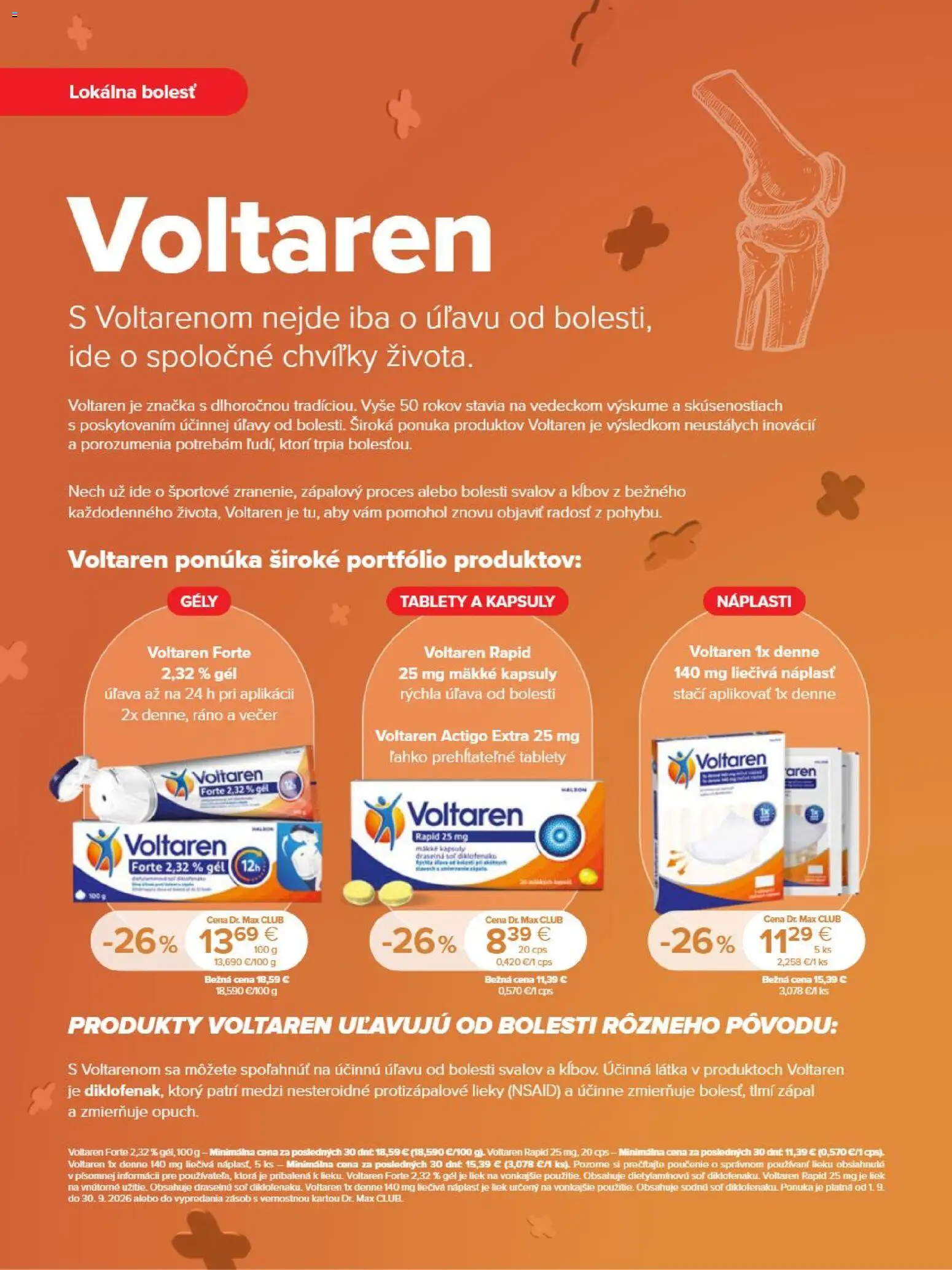 Nové Dr. Max akcie – leták je platný od 01.09.2026 | Strana: 22 | Produkty: Náplasť, Voltaren, Soľ