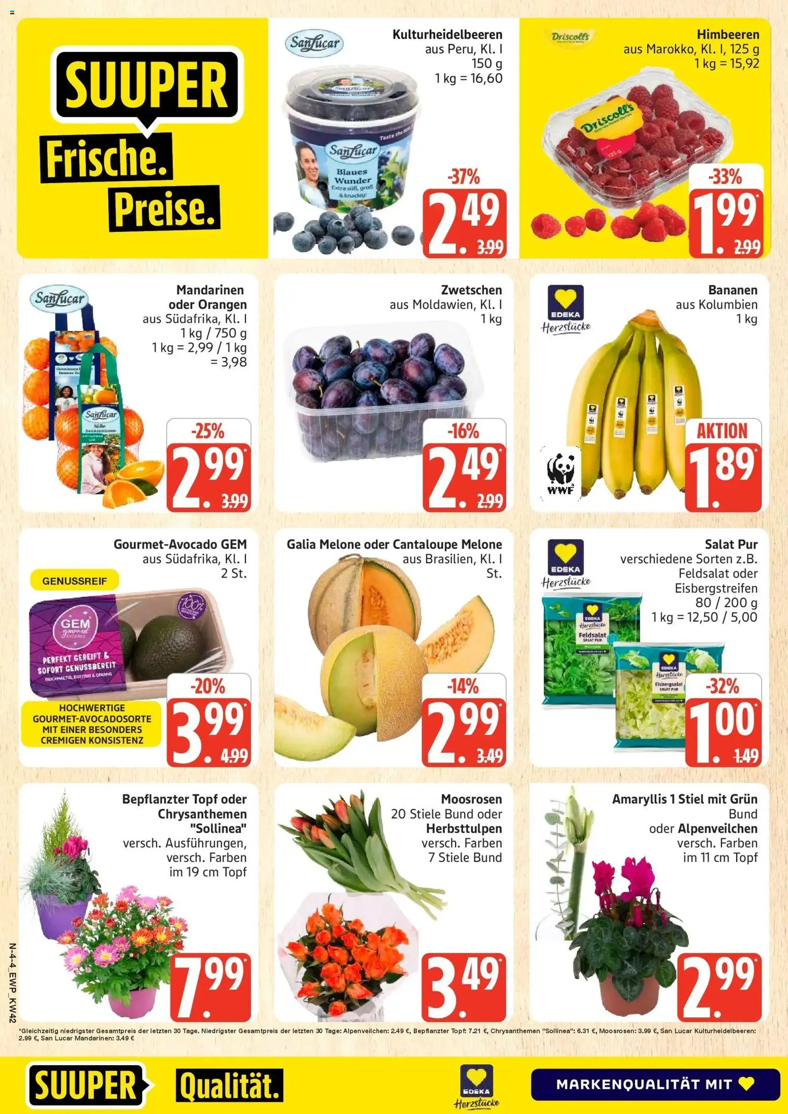 Edeka Prospekt Rostock (ab 12.10.2026) » Angebote Online | Seite: 4 | Produkte: Himbeeren, Eisbergsalat, Melone, Salat