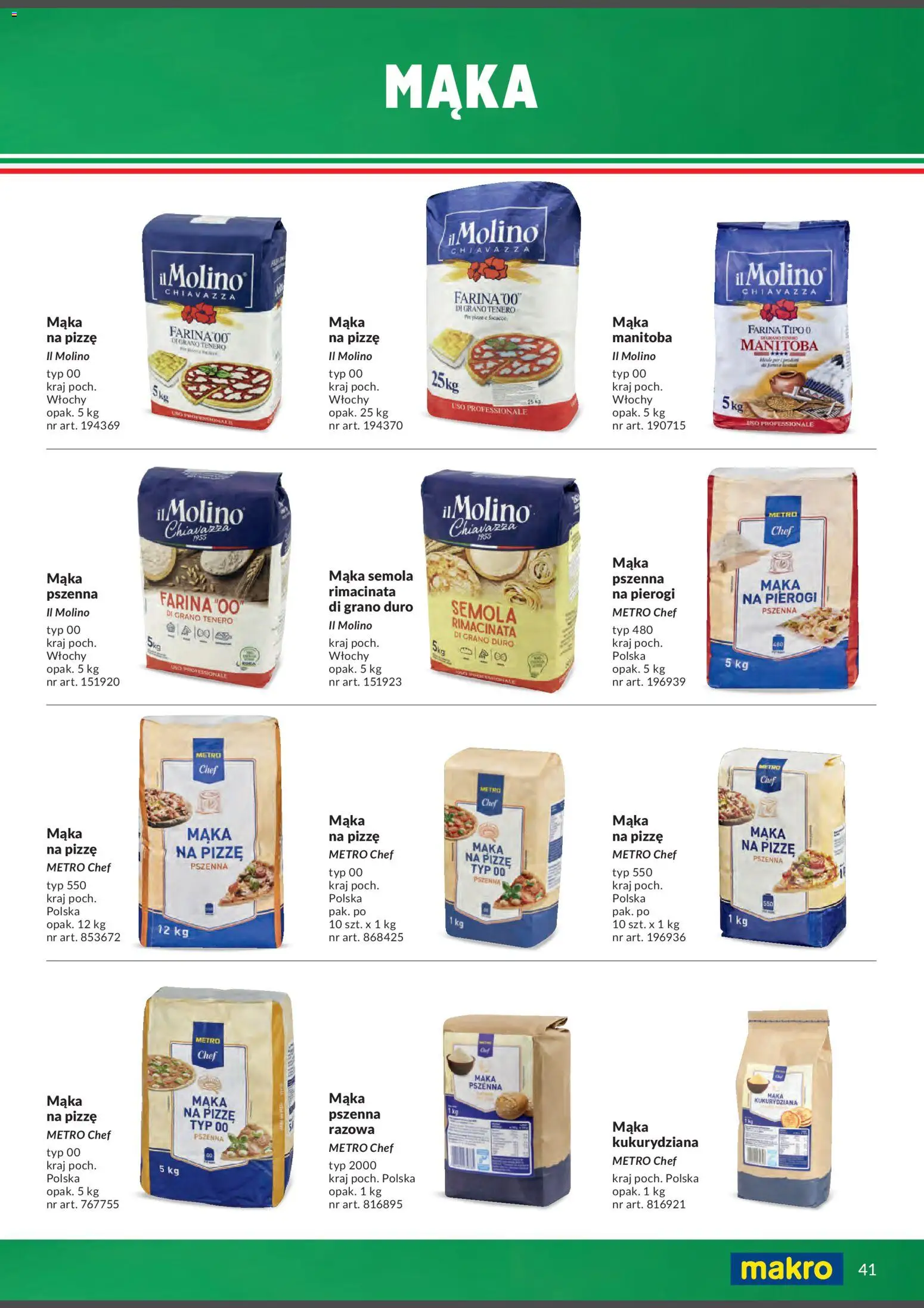 Makro Gazetka - Italia od 01.02.2026 | Strona: 41 | Produkty: Pierogi, Mąka na pizzę, Mąka kukurydziana, Mąka