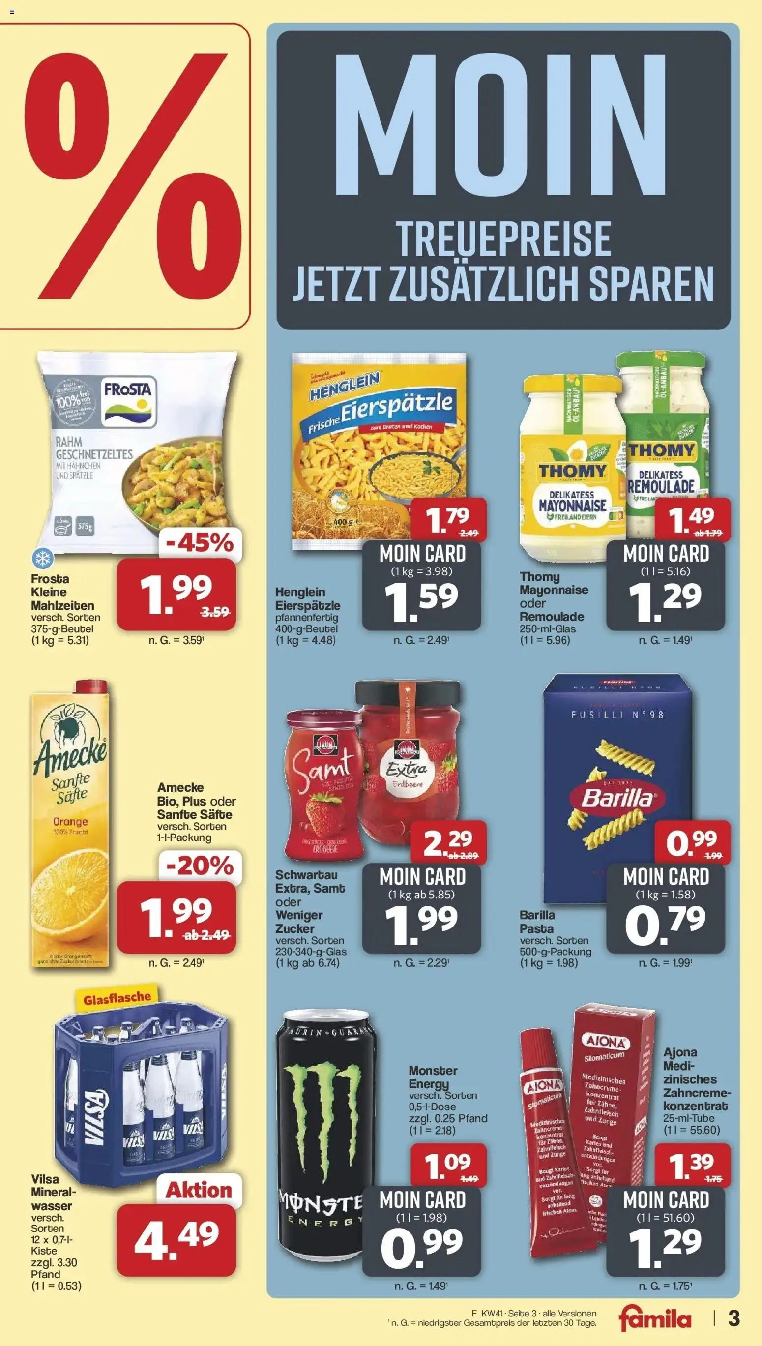 Famila Nordwest Aktueller Prospekt – gültig ab 05.10.2026 | Seite: 3 | Produkte: Energy, Frosta, Zucker, Pasta