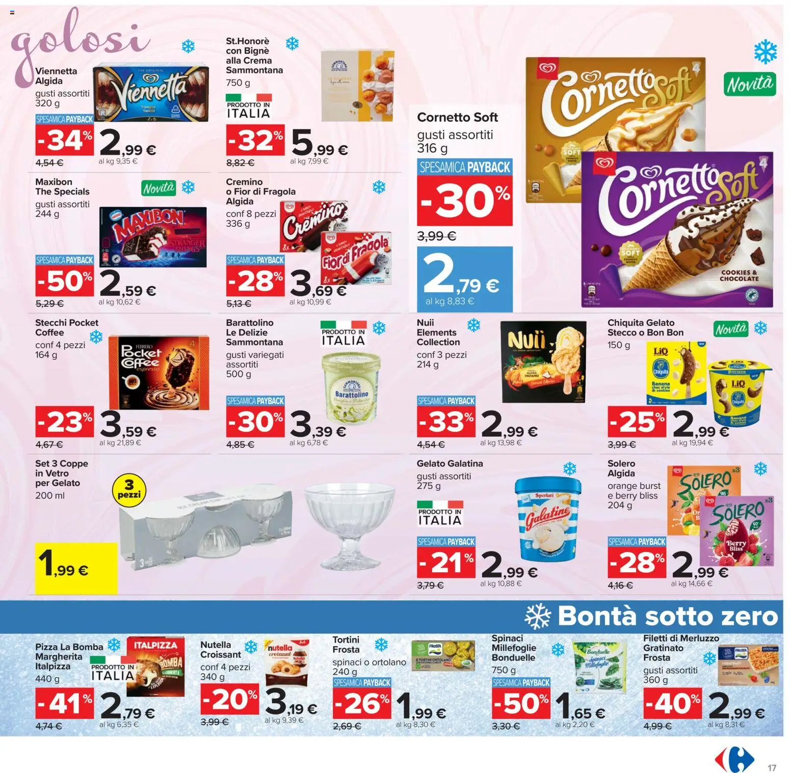Volantino Carrefour del 19.05.2026 | Pagina: 17 | Prodotti: Merluzzo, Spinaci, Nutella, Croissant