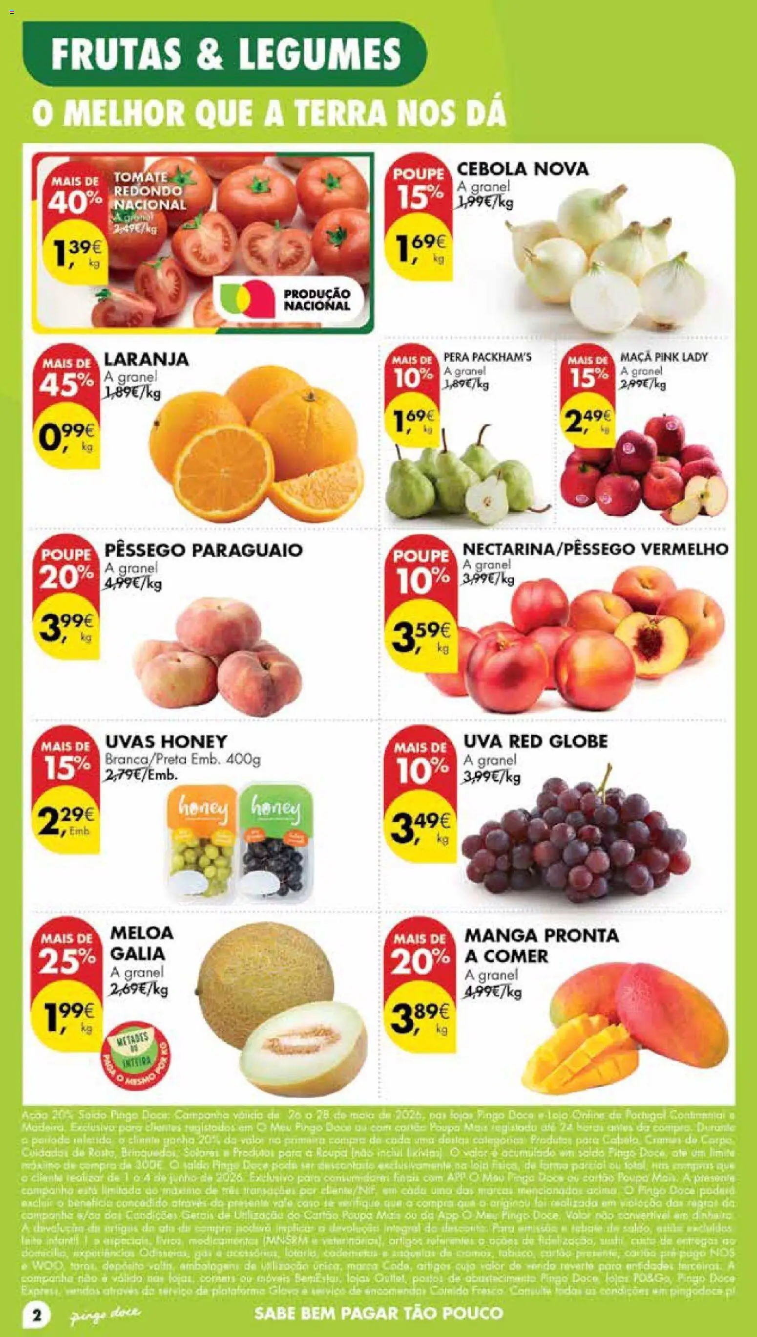 Pingo Doce Poupe Esta Semana Madeira │ válido de 26.05.2026 | Página: 2 | Produtos: Cebola, Maça, Tomate, Uvas