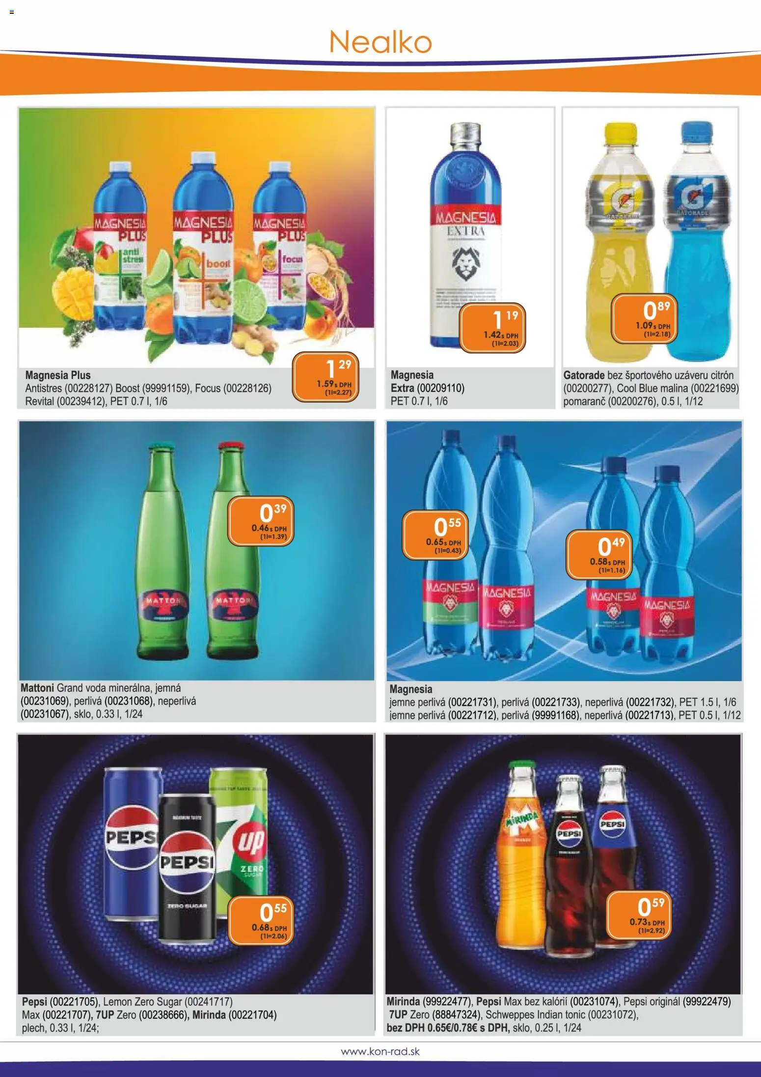 Nové KON - RAD akcie – leták je platný od 01.05.2026 | Strana: 26 | Produkty: Magnesia, Mattoni, Voda, Mirinda
