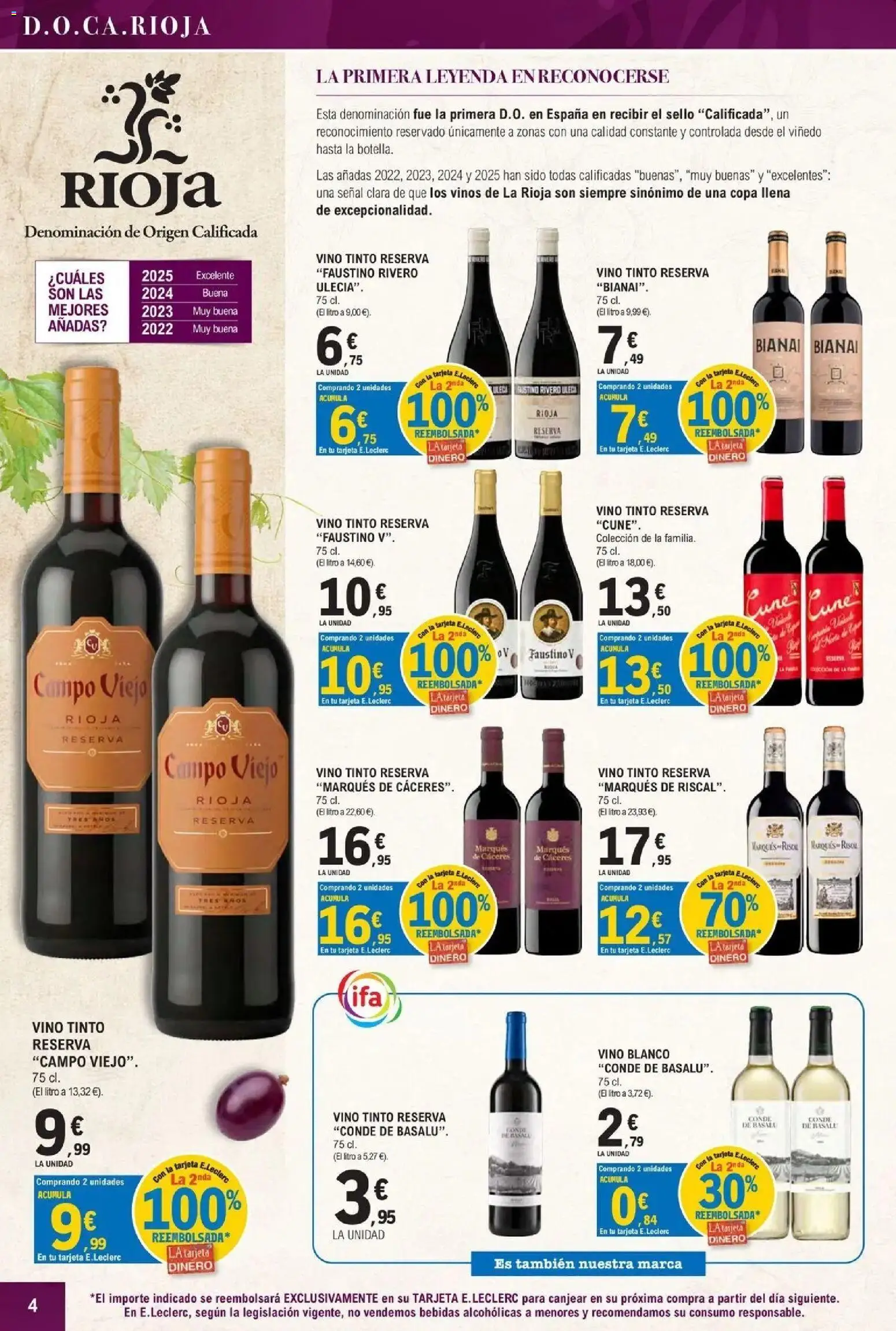 E.Leclerc - Feria del vino 30/09/2026 - 17/10/2026 | Página: 4 | Productos: Vino tinto, Vino, Vino blanco, Bebidas