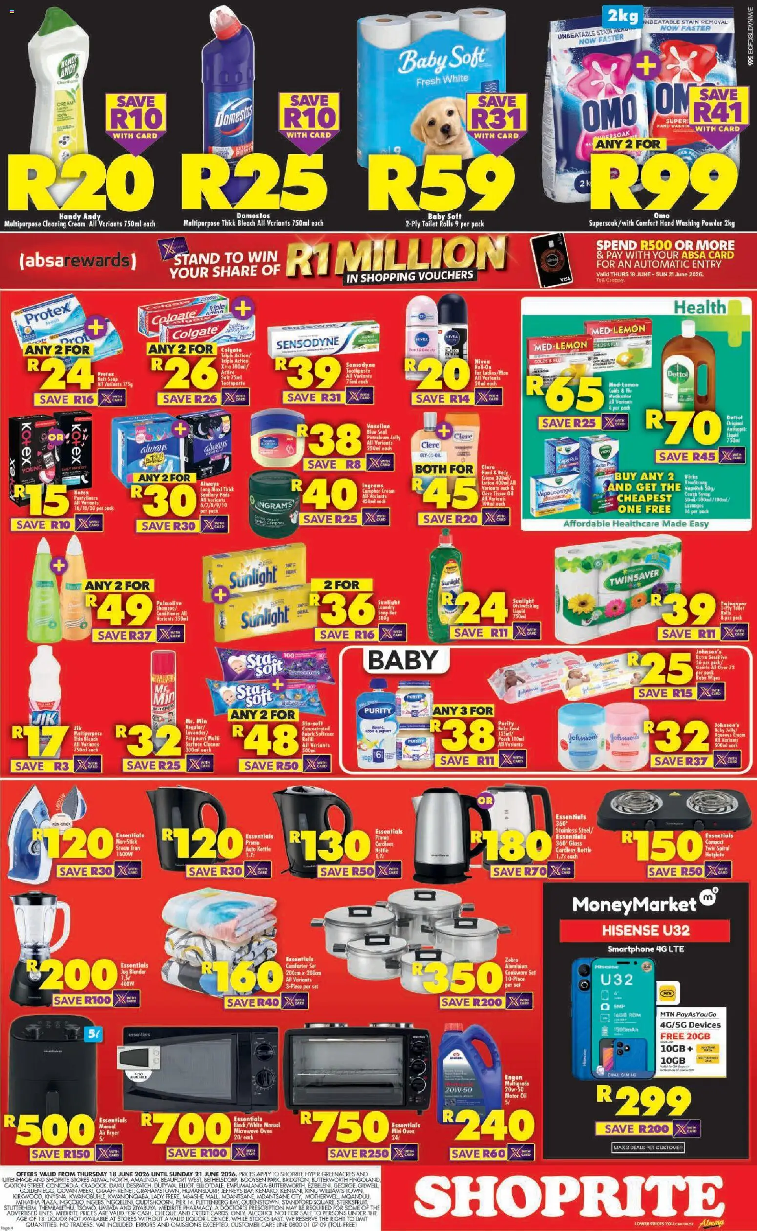 New Shoprite catalogue – valid from 18.06.2026 | Page: 4 | Products: Kettle, Fryer, Antiseptic liquid, Soup