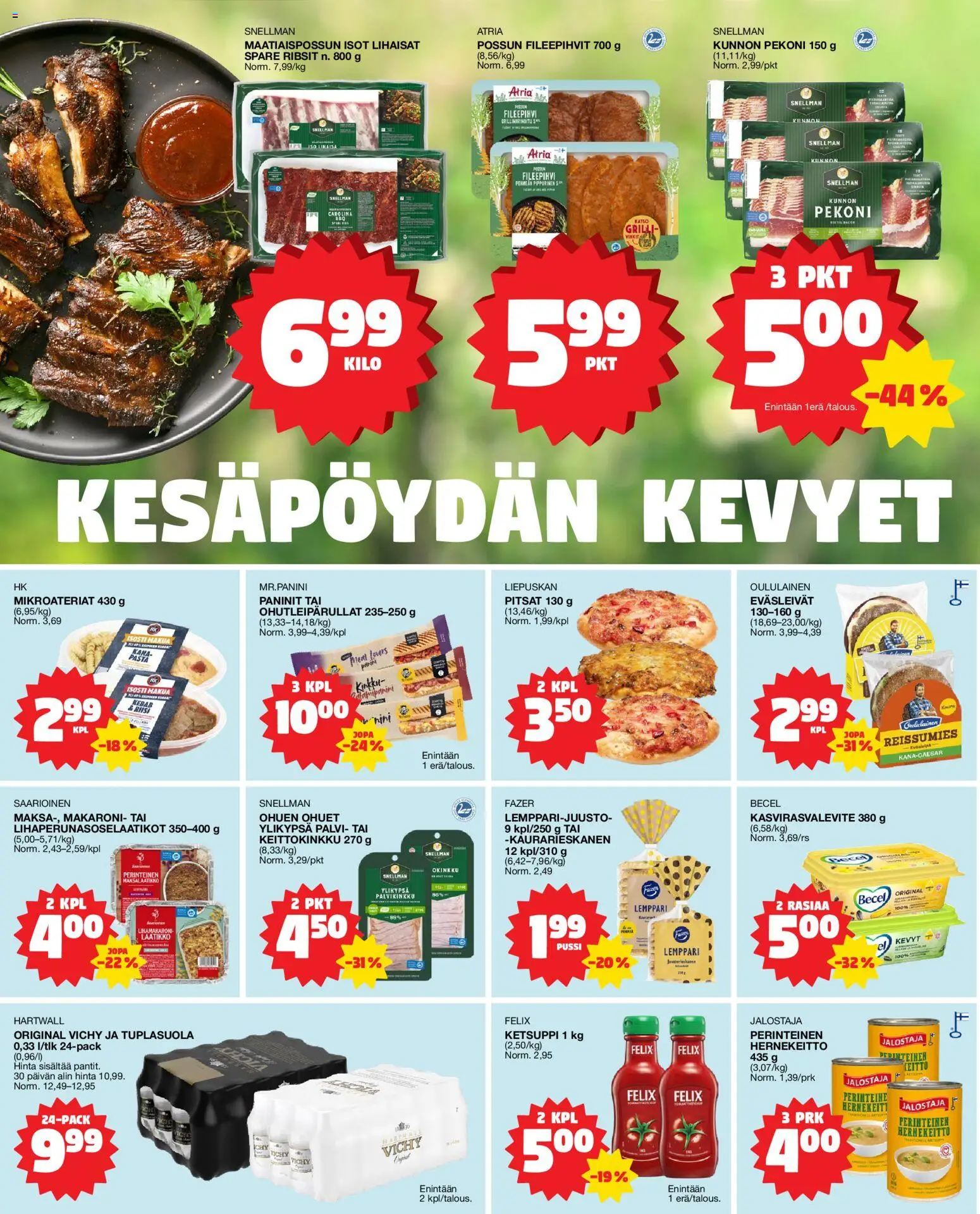 Tokmanni Ruokatarjoukset – voimassa 04.06.2026 alkaen | Sivu: 2 | Tuotteet: Grilli, Kana, Pasta, Hernekeitto