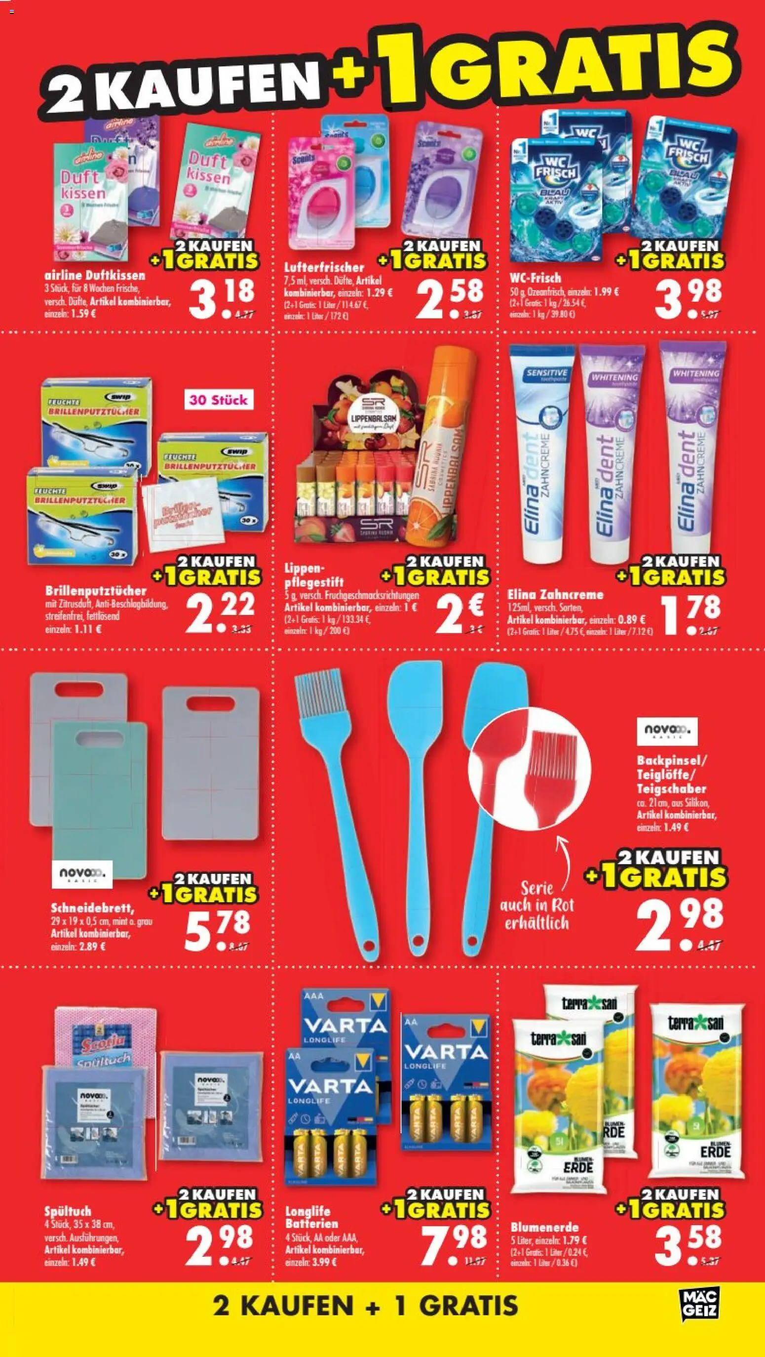 Mäc Geiz Schulaktion – gültig ab 06.07.2026 | Seite: 11 | Produkte: Batterien, Duft, Blumenerde, Lippenbalsam