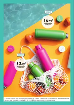 E.Leclerc - Prévisualisation de La bouteille isotherme, Bouteille isotherme acier inoxydable vert olive 630 ml. Existe aussi en couleur framboise et menthe. valide à partir de 02/06/2026 | Page: 11 | Produits: Framboise, Menthe, Olive