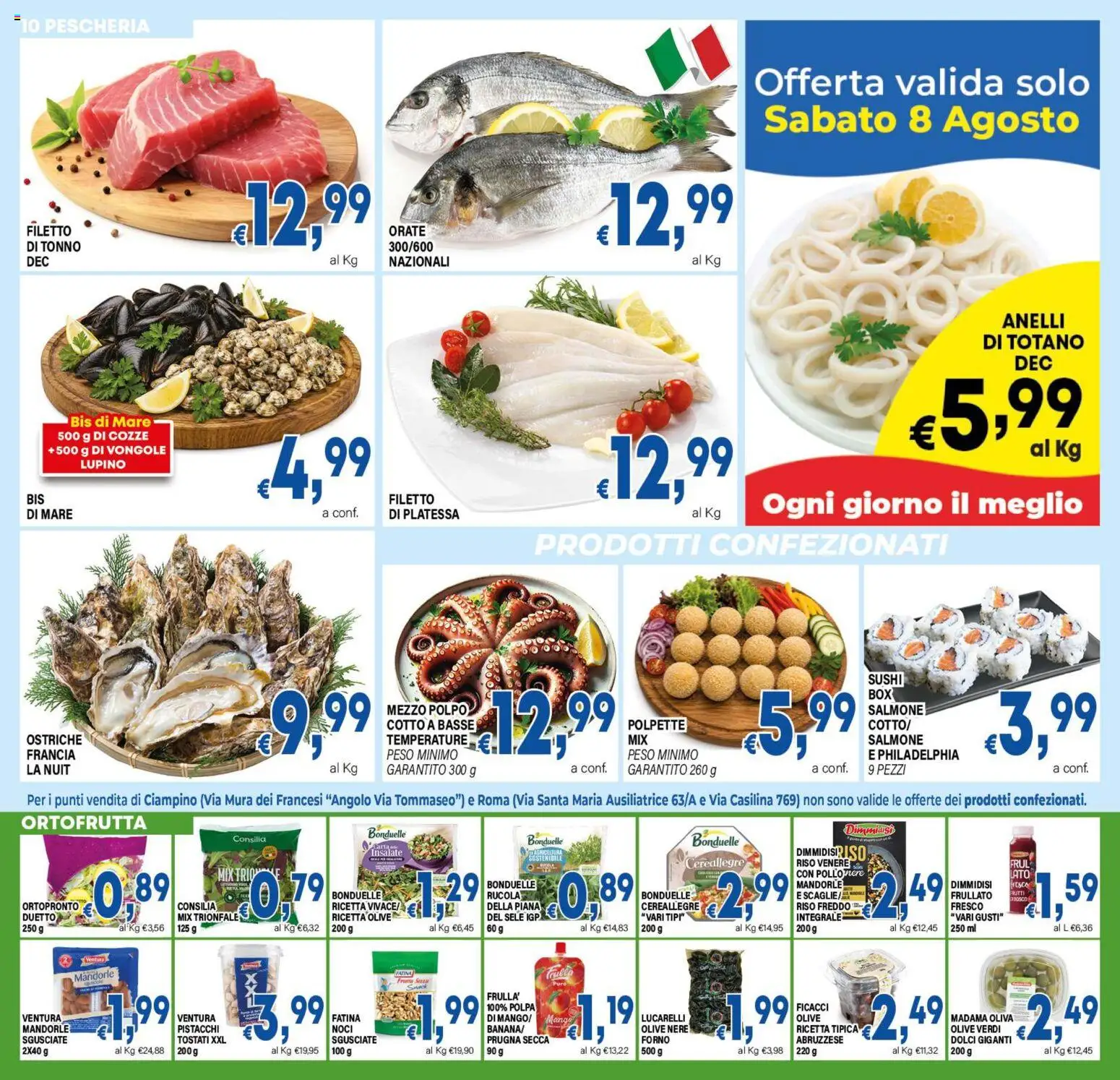 Volantino DEM del 31/07/2026 | Pagina: 10 | Prodotti: Vongole, Forno, Sushi, Polpette